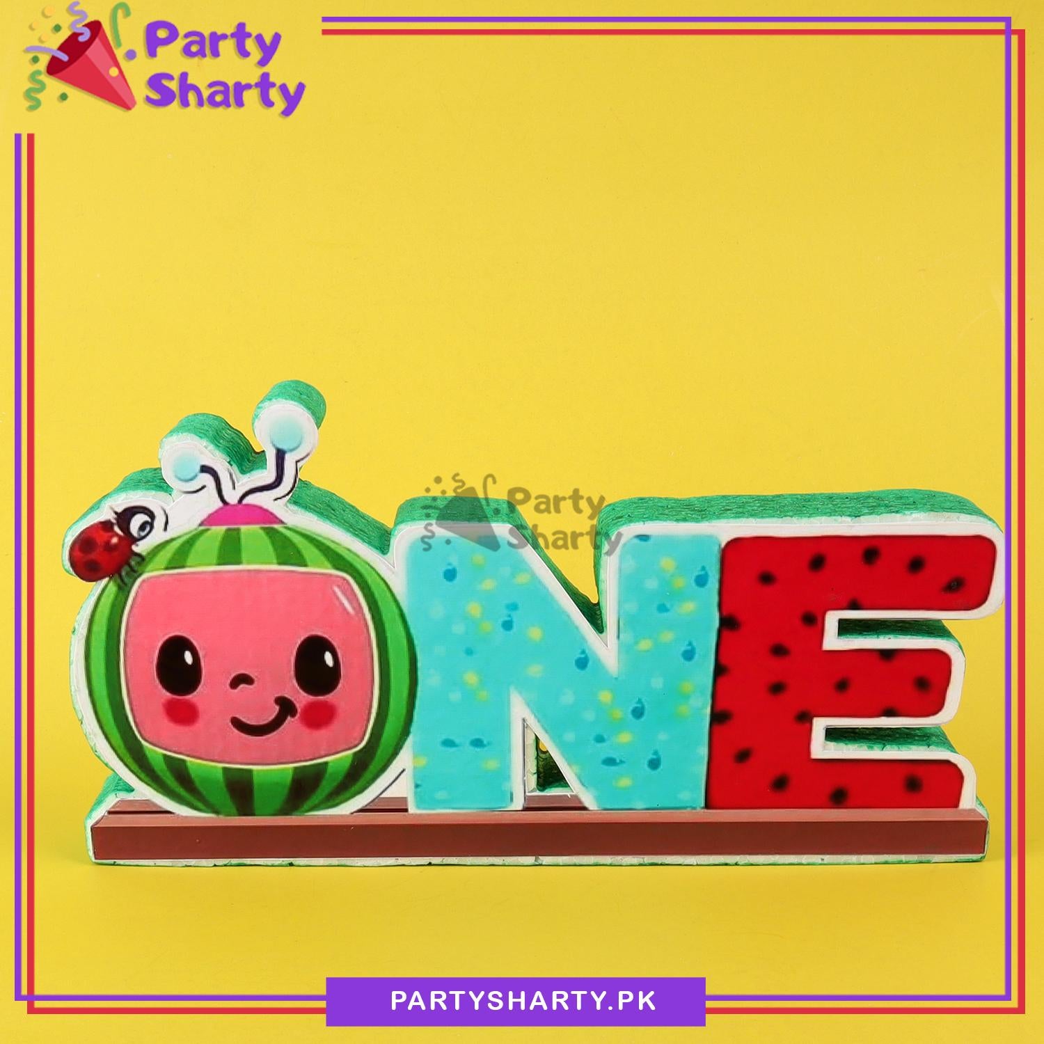 Cocomelon ONE Thermocol Standee For Cocomelon / Watermelon Theme Based First Birthday Celebration and Party Decoration