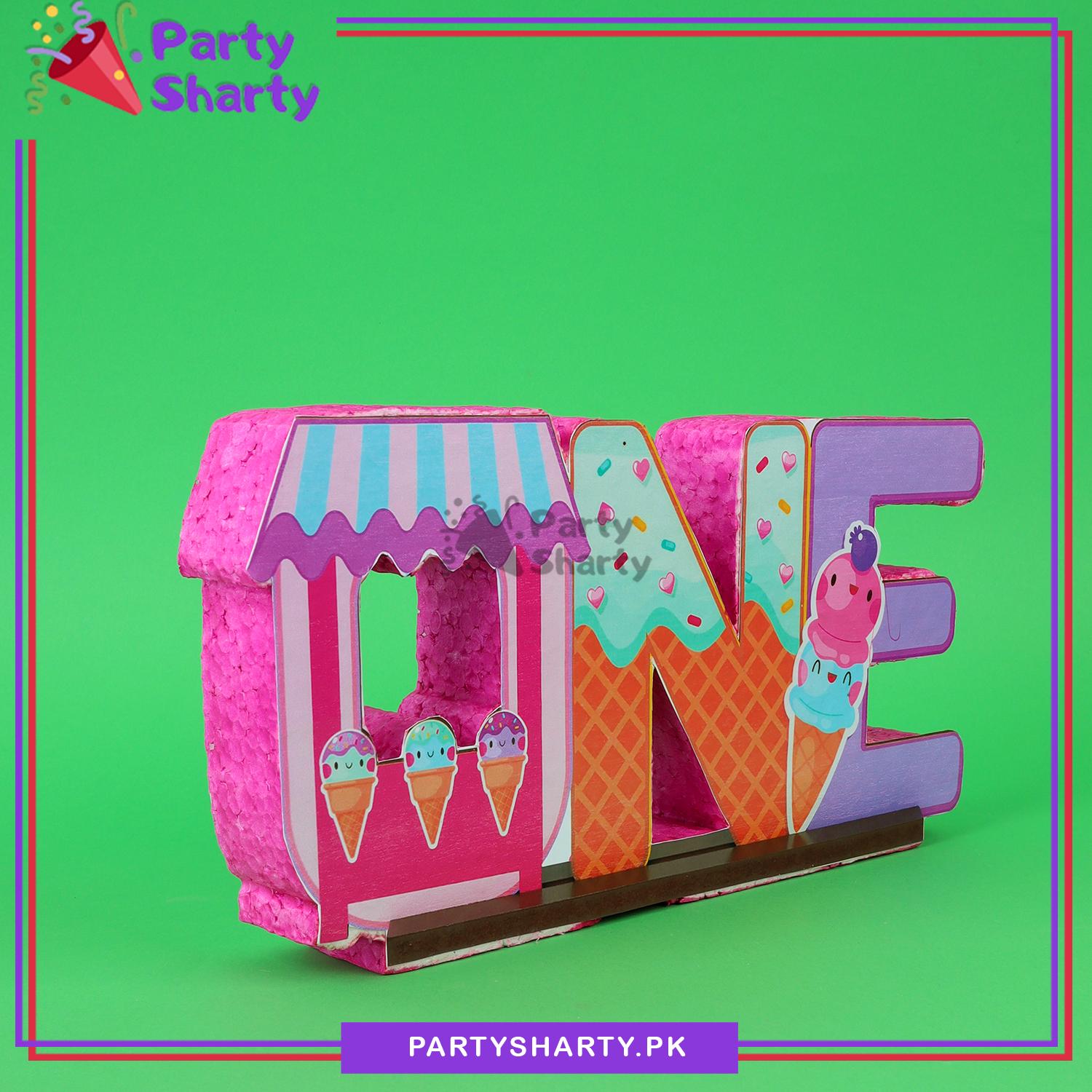 ONE Ice-cream Theme Thermocol Standee For Candyland Theme Based First Birthday Celebration and Party Decoration