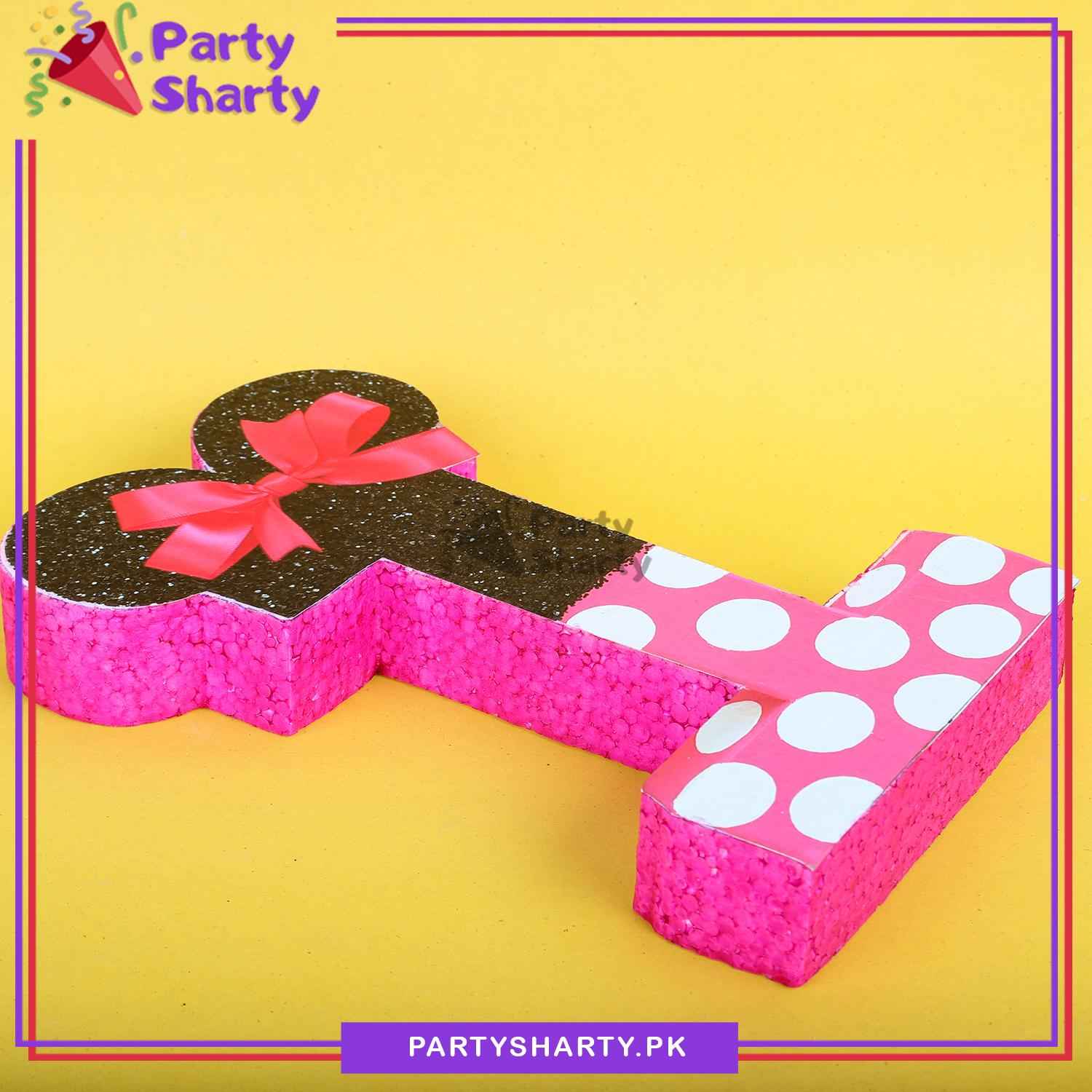 Numeric 1 Thermocol Standee For Minnie Mouse Theme Based First Birthday Celebration and Party Decoration
