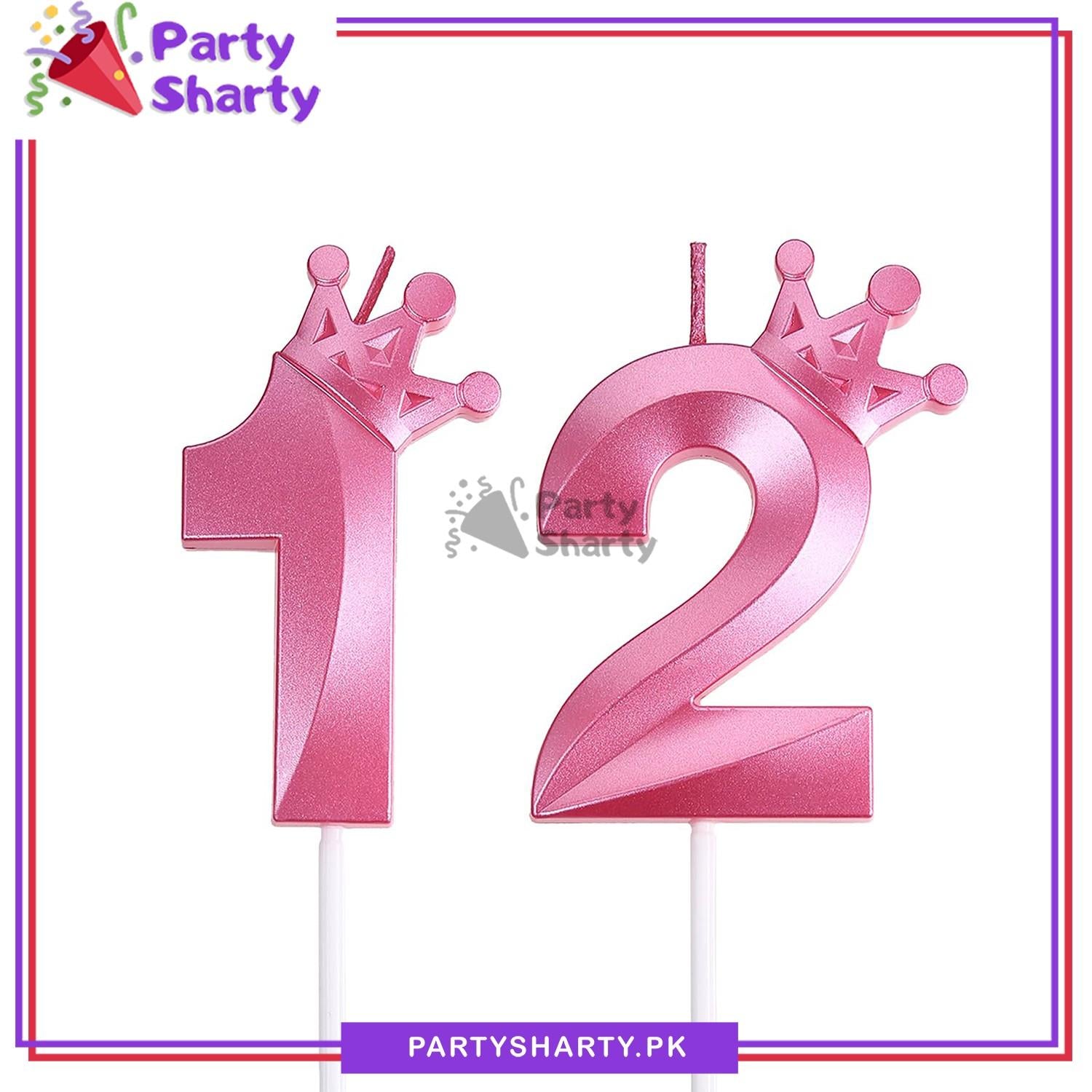 Pink Number Candle Crown Style For Party Decoration & Celebration