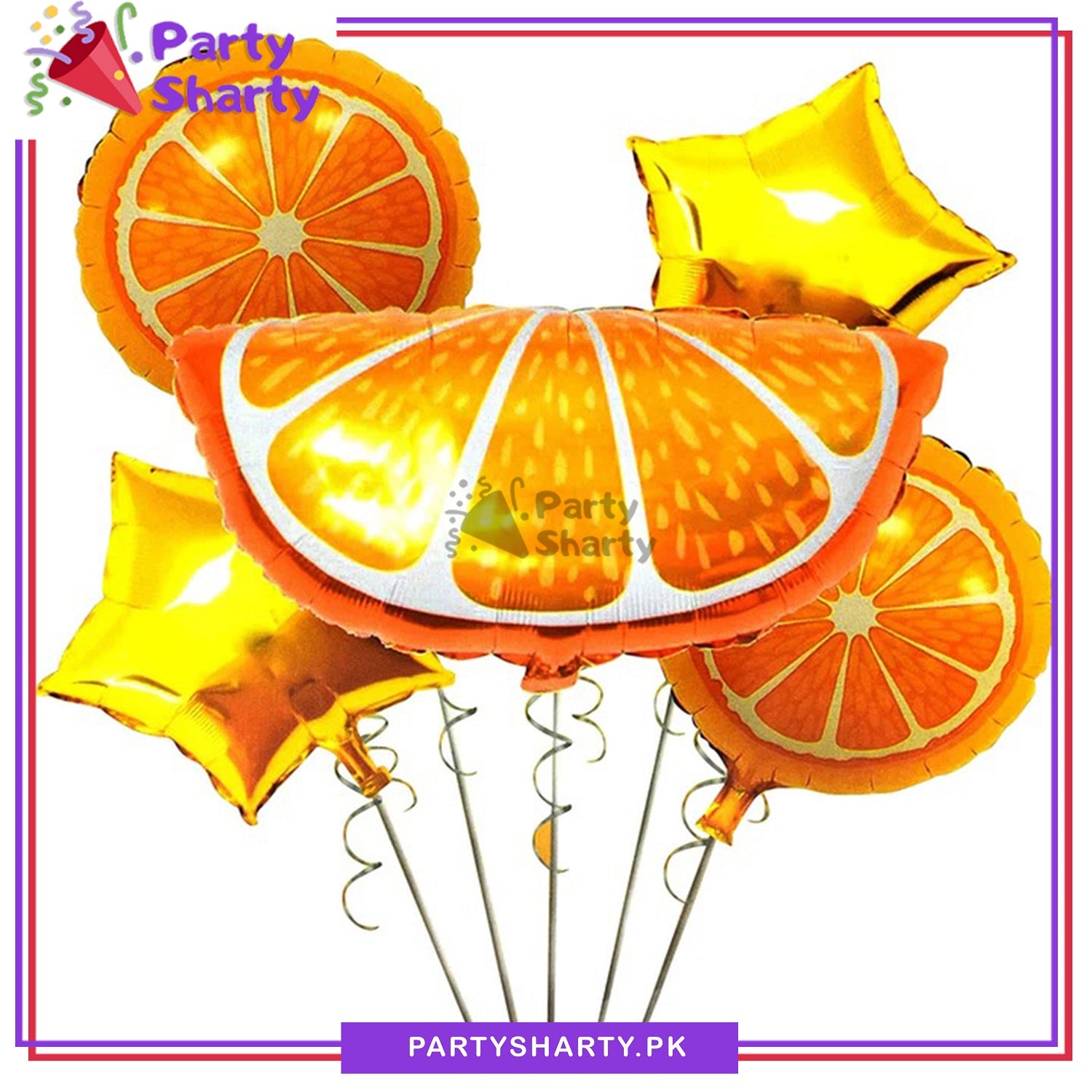 5pcs/set Orange Foil Balloons For Fruit Theme Party Decoration and Celebration