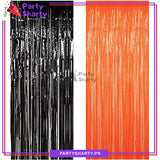 Orange & Black Foil Curtains Best for Back Drop Wall Decoration for Halloween Parties Decoration