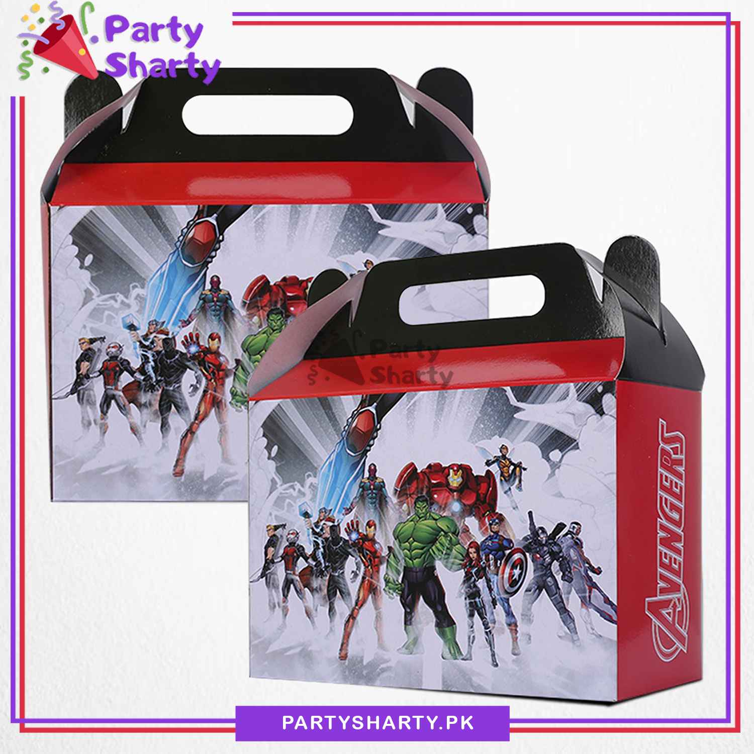 D-3 Avengers Theme Goody Boxes Pack of 10 For Avengers Theme Birthday Decoration and Celebration