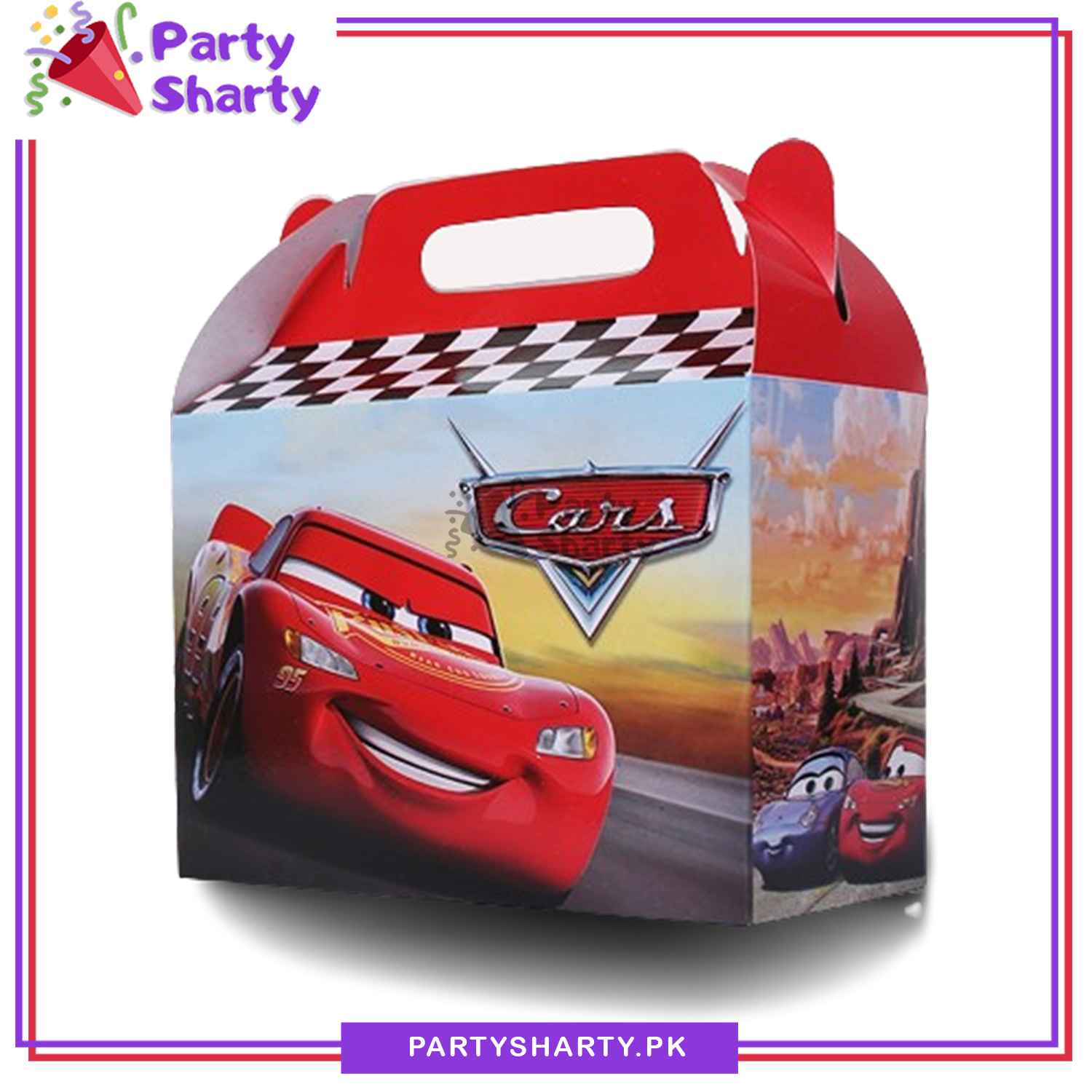 D-3 Lightning McQueen Car Theme Goody Boxes Pack of 10 For Theme Birthday Decoration and Celebration