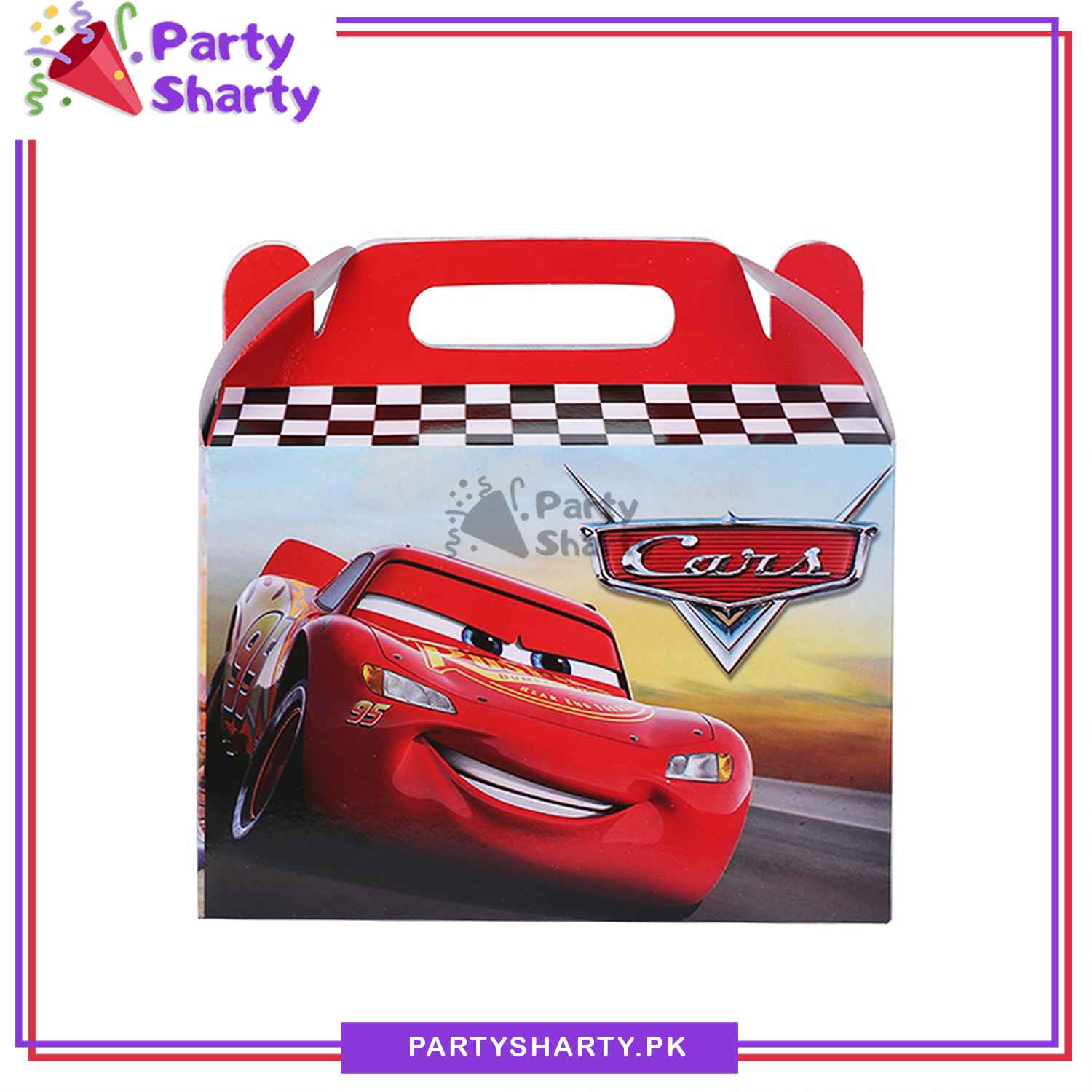 D-3 Lightning McQueen Car Theme Goody Boxes Pack of 10 For Theme Birthday Decoration and Celebration
