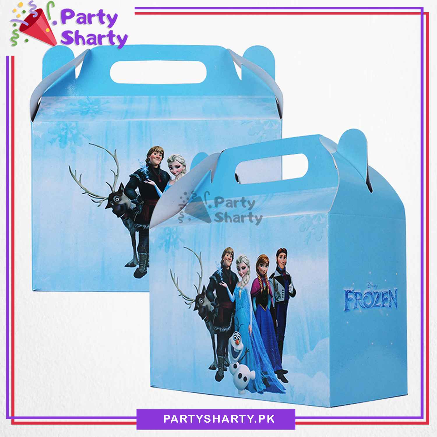D-2 Frozen Elsa Theme Goody Boxes Pack of 10 For Theme Birthday Decoration and Celebration