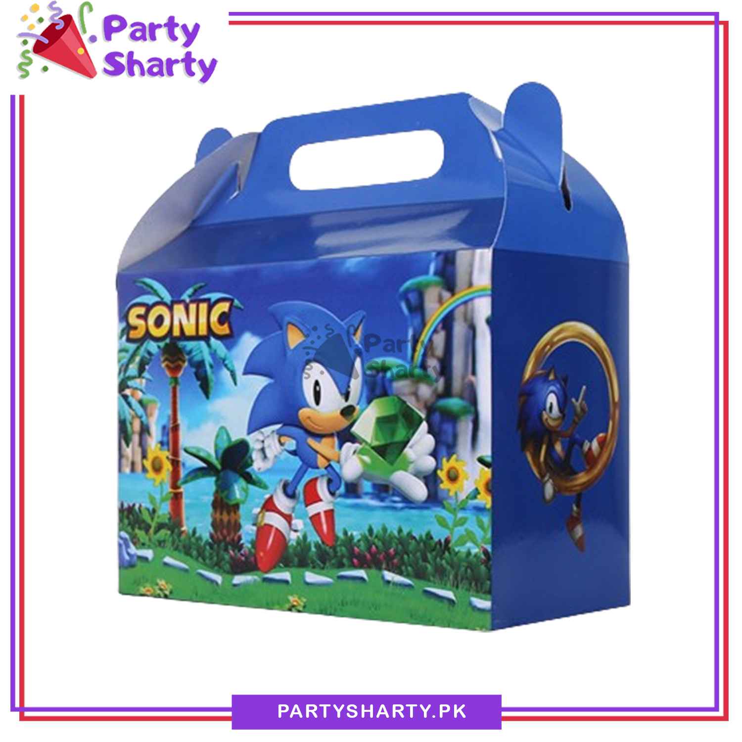 D-1 Sonic Theme Goody Boxes Pack of 10 For Theme Birthday Decoration and Celebration