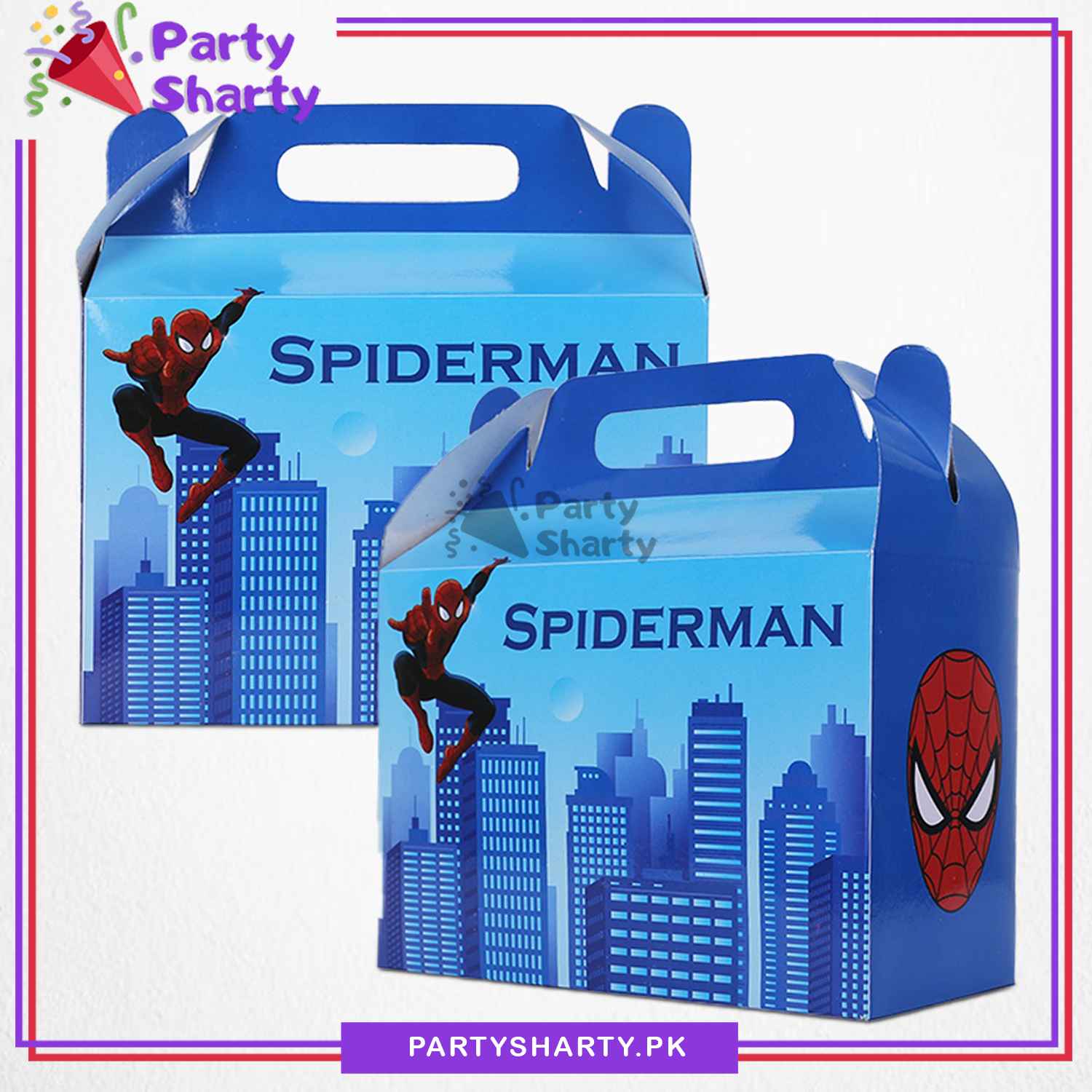 D-2 Spiderman Theme Goody Boxes Pack of 10 For Spiderman / Avenger Theme Party Decoration and Celebration