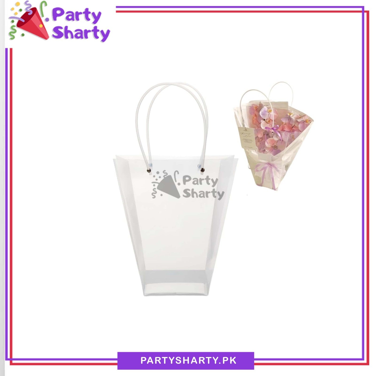 PVC Clear Transparent Flower Bouquet Gift Bags With Handle For Giveaways
