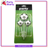 Pack Of 3 Football Unique Gold & Silver Candles For Football Theme Birthday Celebration & Decoration