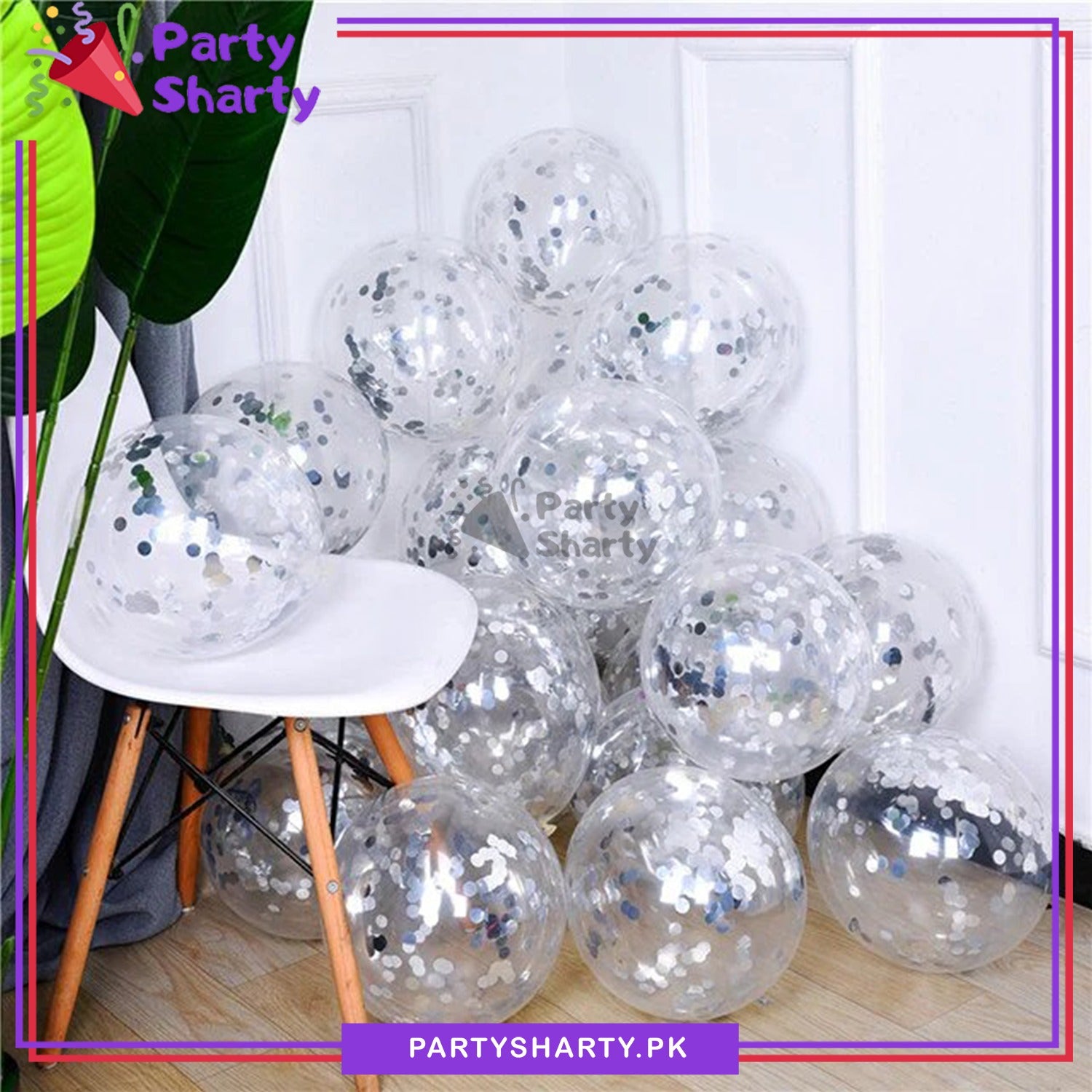 5pcs Confetti Filled Latex Balloons For Party Event Decorations & Celebrations