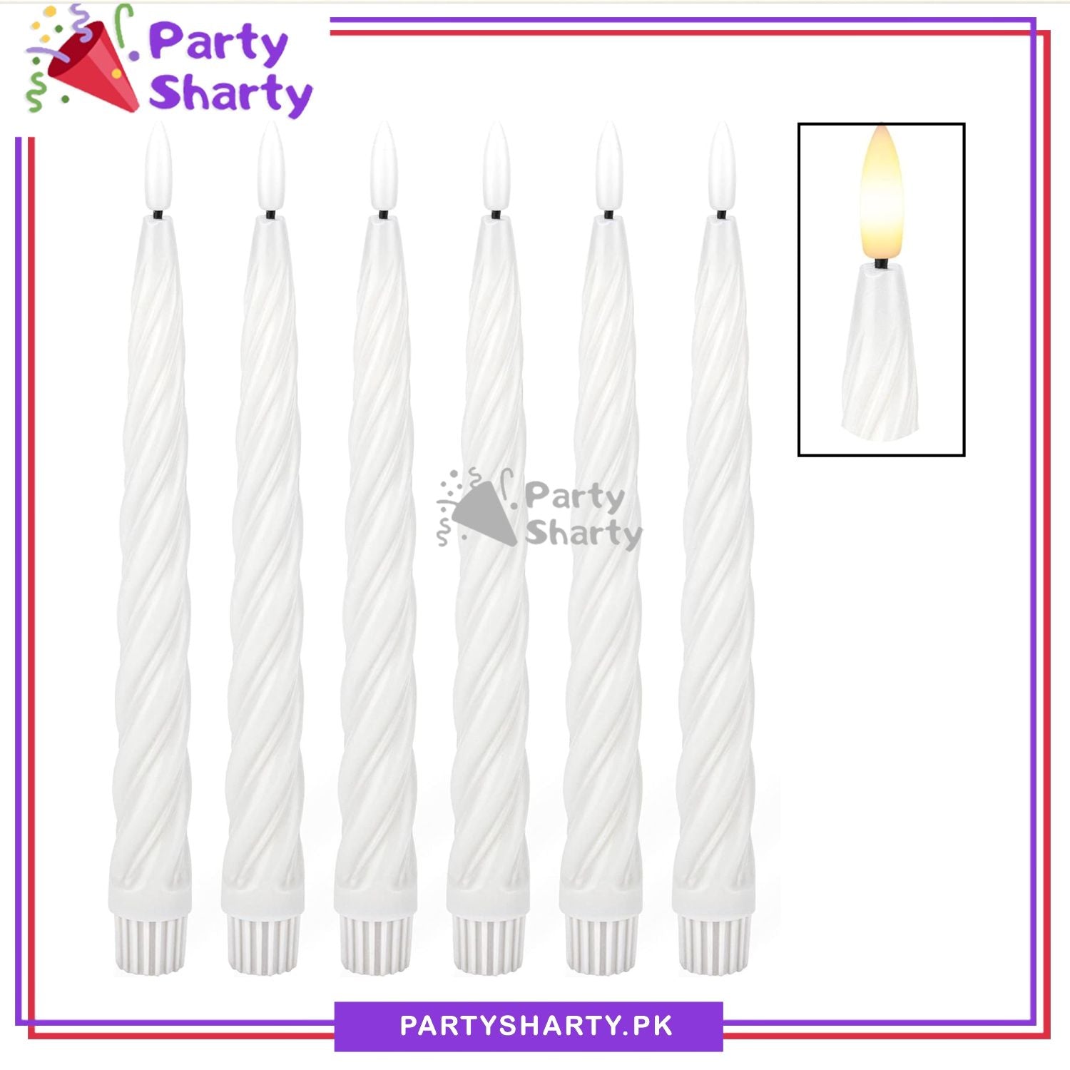 Pack of 6 Creative Artificial Lining LED Long Pole Flameless Electronic Candle Lights
