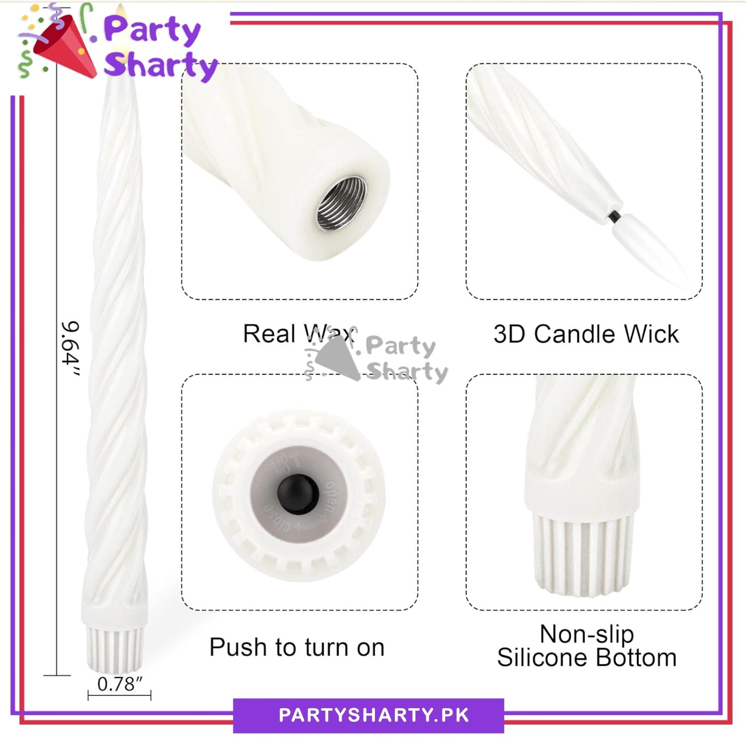 Pack of 6 Creative Artificial Lining LED Long Pole Flameless Electronic Candle Lights