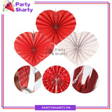 Heart Shaped Paper Fan Set of 6 For Anniversary or Wedding Decorations