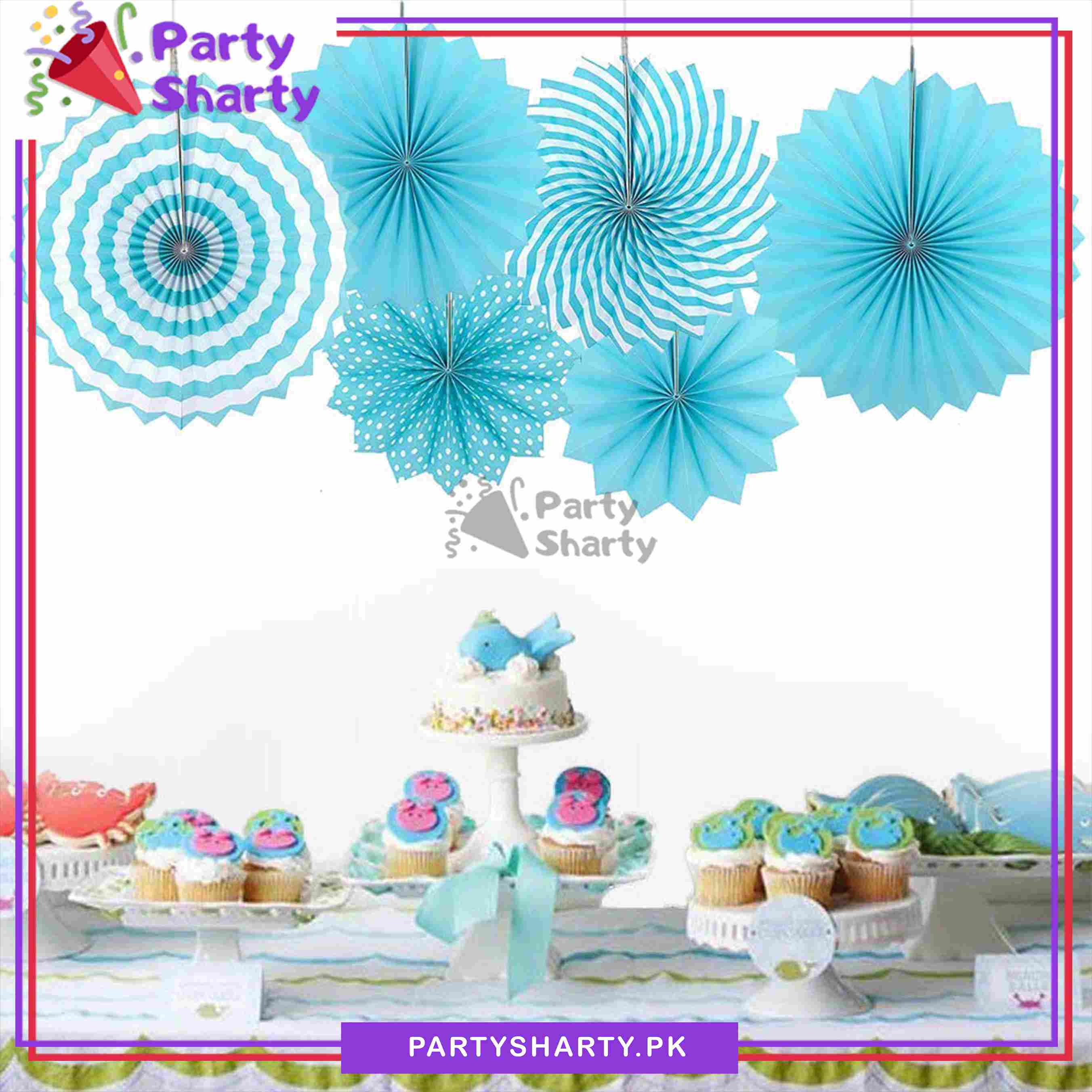 Paper Fan Set of 6 For Party Supplies and Decorations