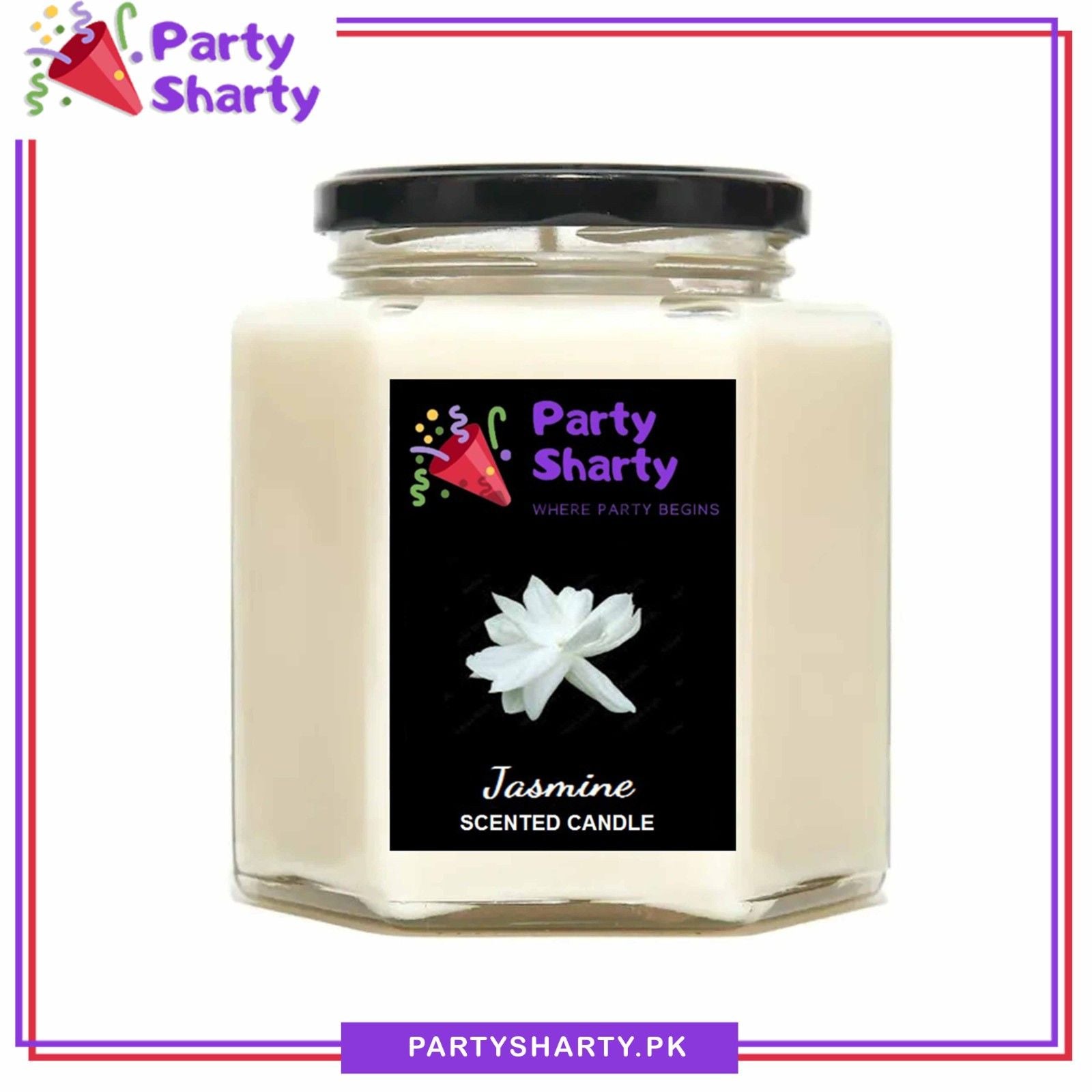 Jasmine Scented Candle – Hexagonal Glass Jar