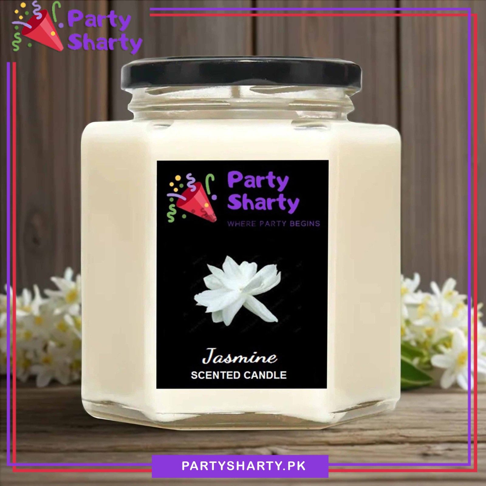 Jasmine Scented Candle – Hexagonal Glass Jar