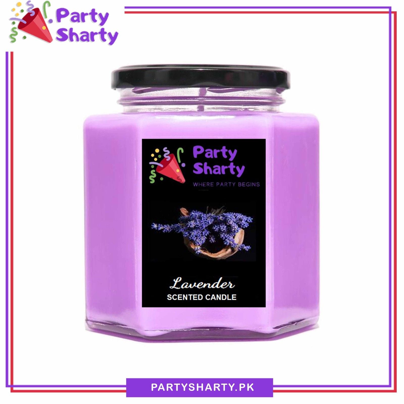 Lavender Scented Candle - Hexagonal Glass Jar