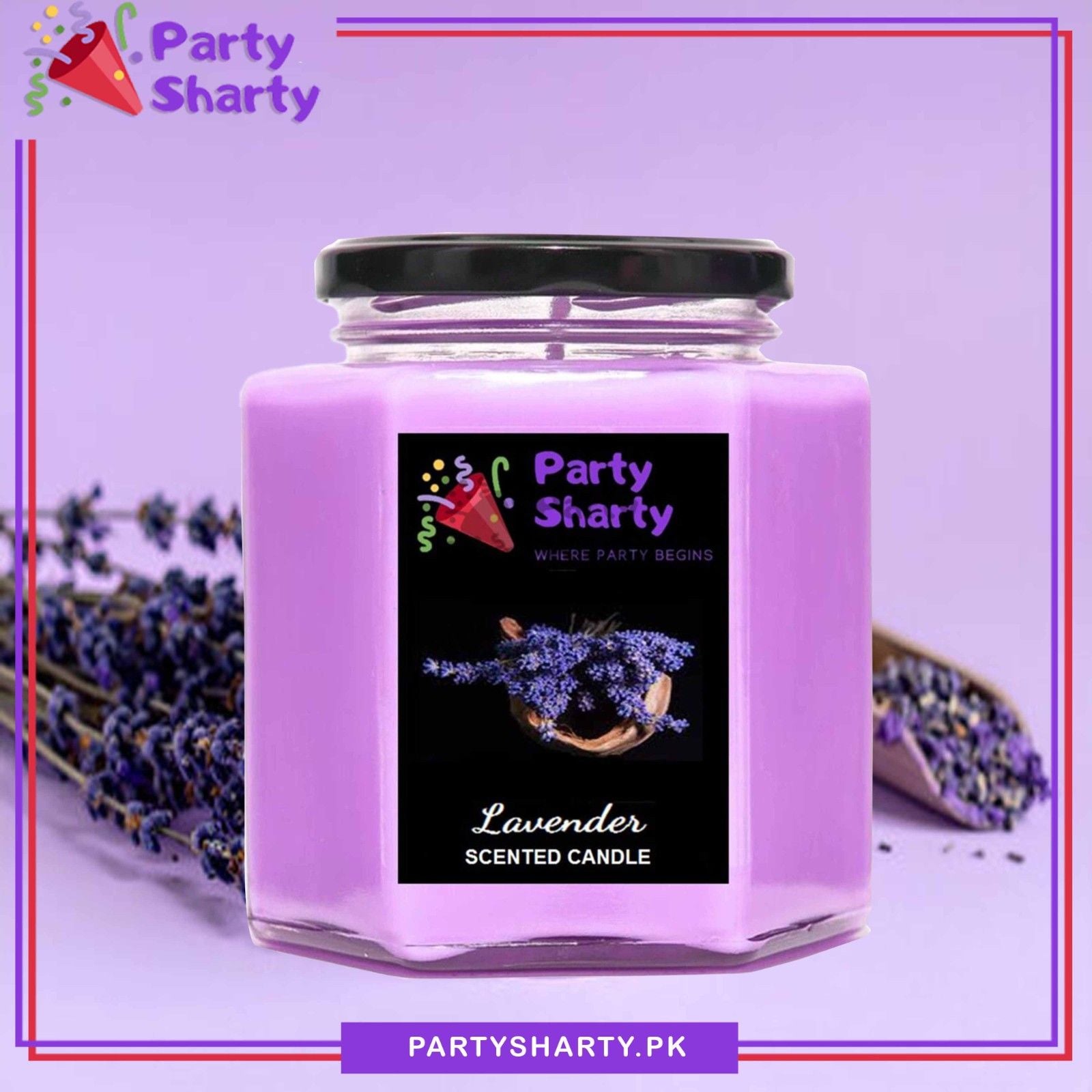 Lavender Scented Candle - Hexagonal Glass Jar