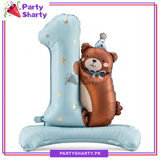 Teddy Bear With Number 1 Foil Balloon For First Birthday Party Decoration & Celebrations