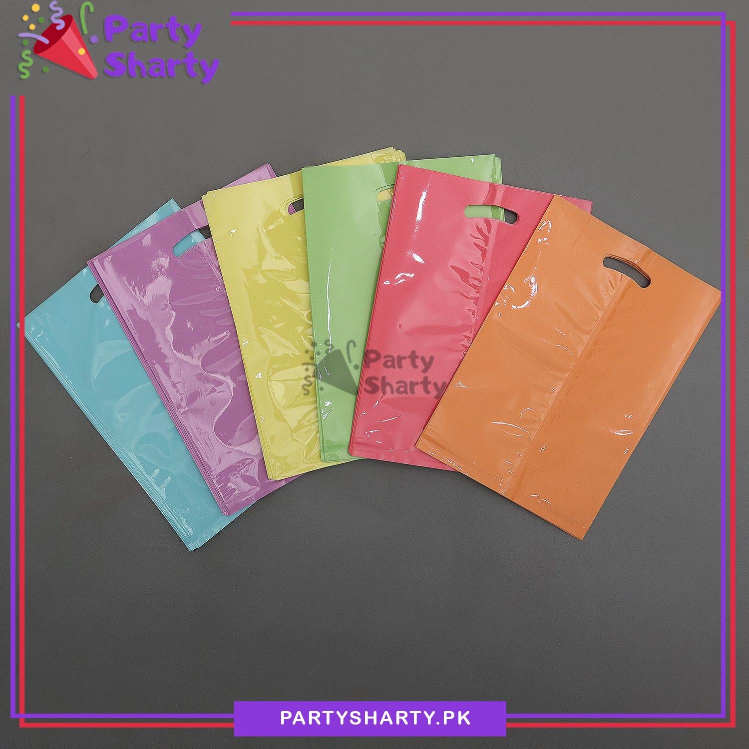 Pastel Color Plastic Goody Bags Pack Of 10 For Birthday Party and Event Favor Bags