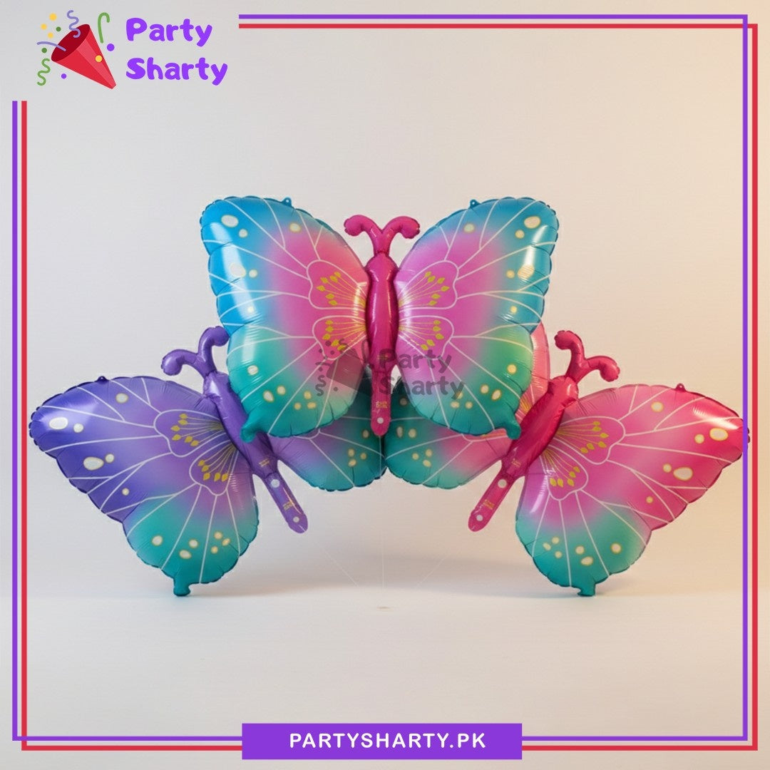 Pastel Shade Butterfly Foil Balloon For Butterfly Themed Birthday, Baby Shower Party & Event Decoration