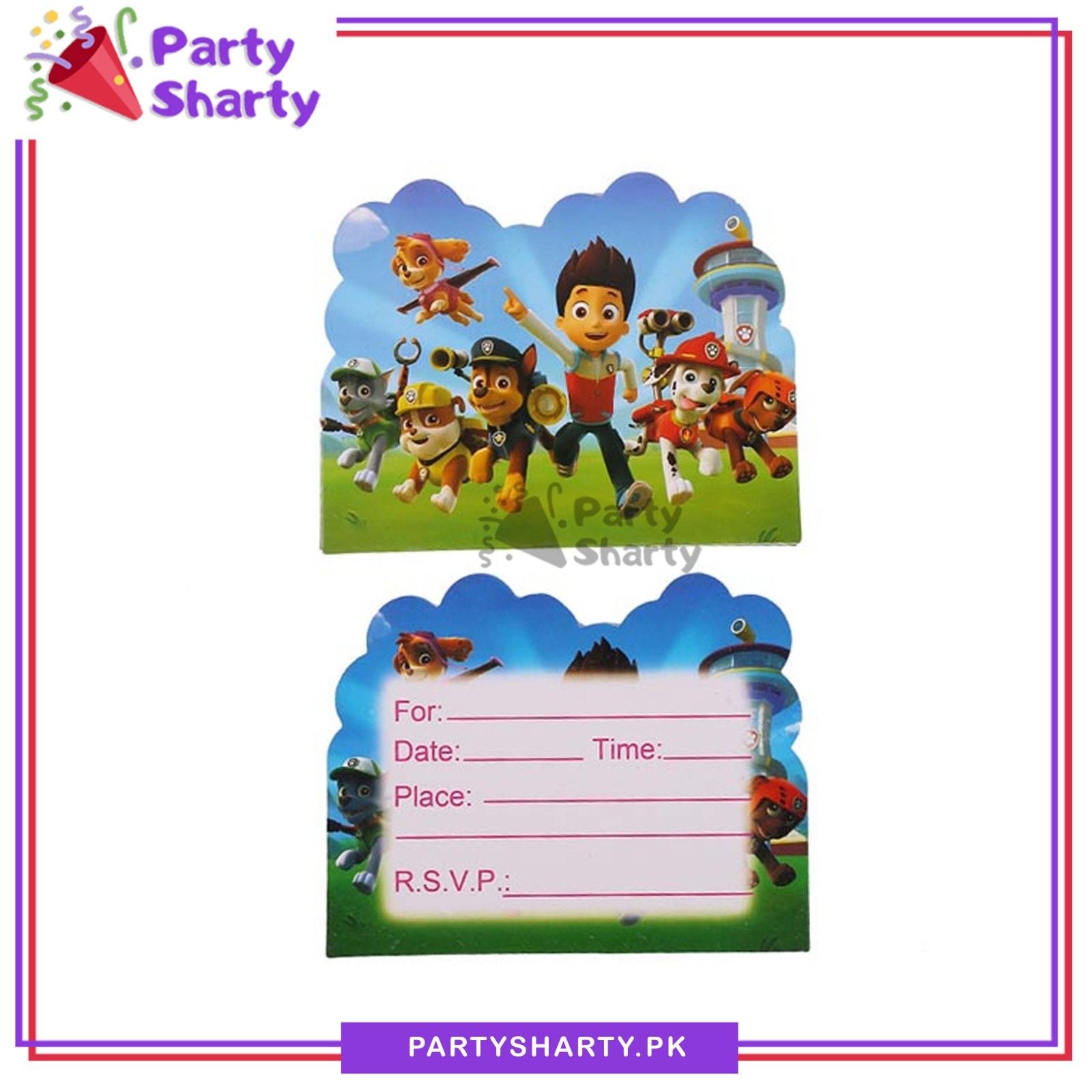 Paw Patrol Invitation Cards Pack Of 10 for Paw Patrol Theme Birthday Celebration
