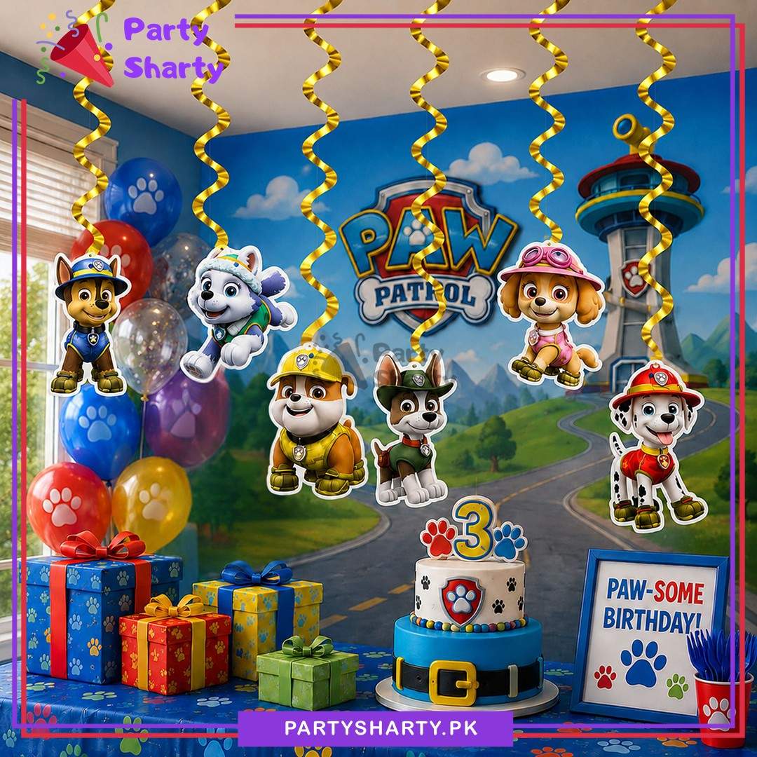 Paw Patrol Theme Golden Swirls For Paw Patrol Theme Birthday Party & Decoration
