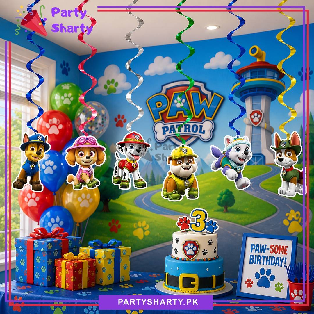 Paw Patrol Theme Multi Swirls For Paw Patrol Theme Birthday Party & Decoration