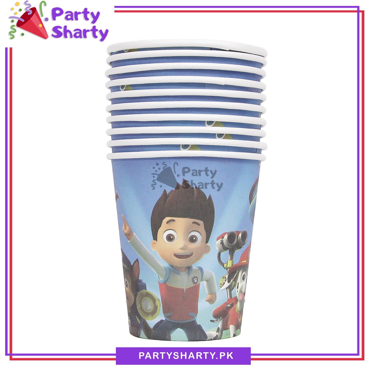 Paw Patrol Theme Birthday Party Paper Cups / Glass For Themed Based Party Supplies and Decorations