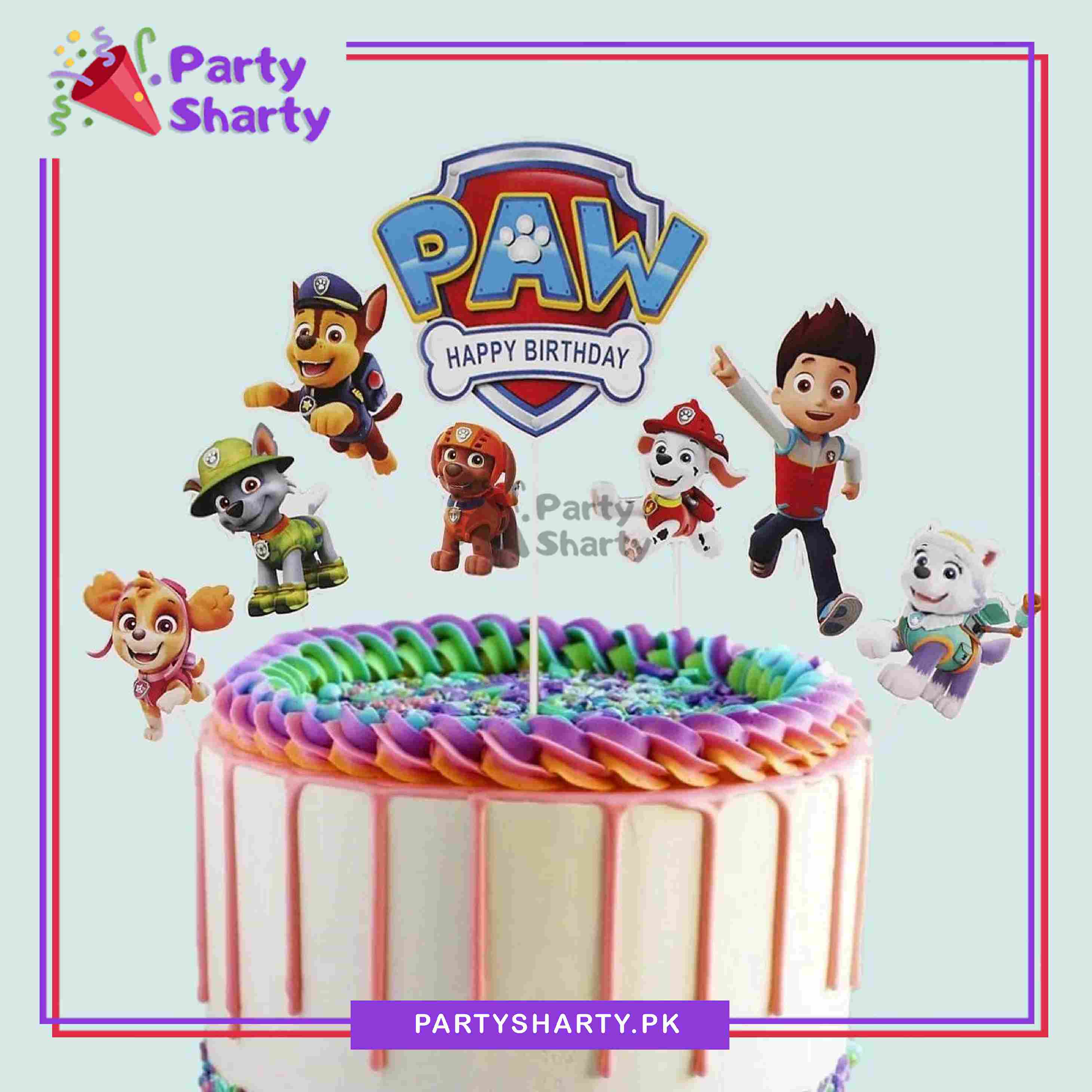 Paw Patrol Theme Cake Topper Set of 8 for Paw Patrol Theme Birthday Decoration and Celebration