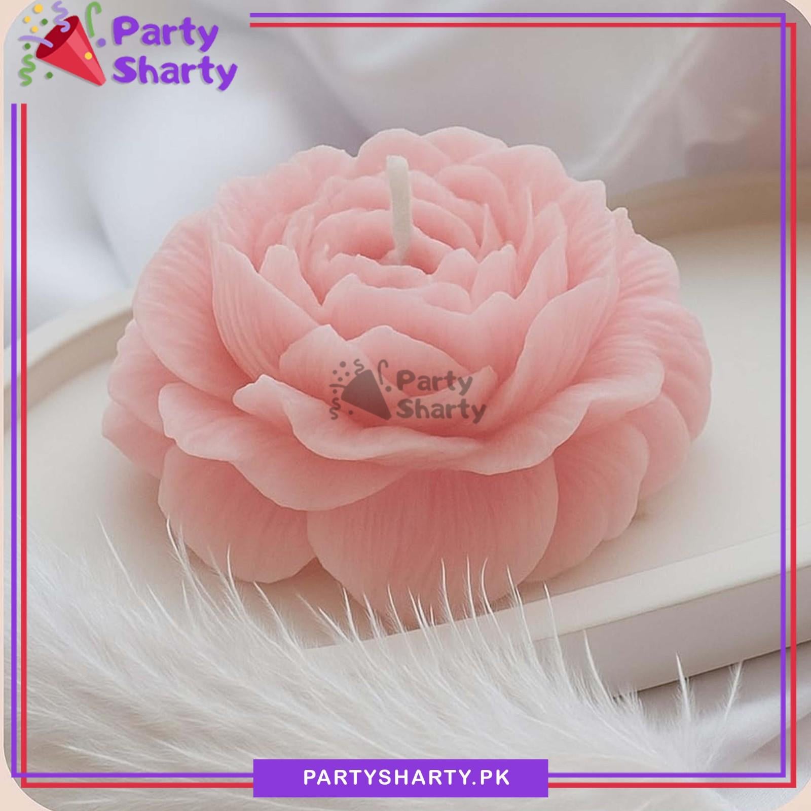 Pink Peony Flower Shape Scented Candle For Room Decoration