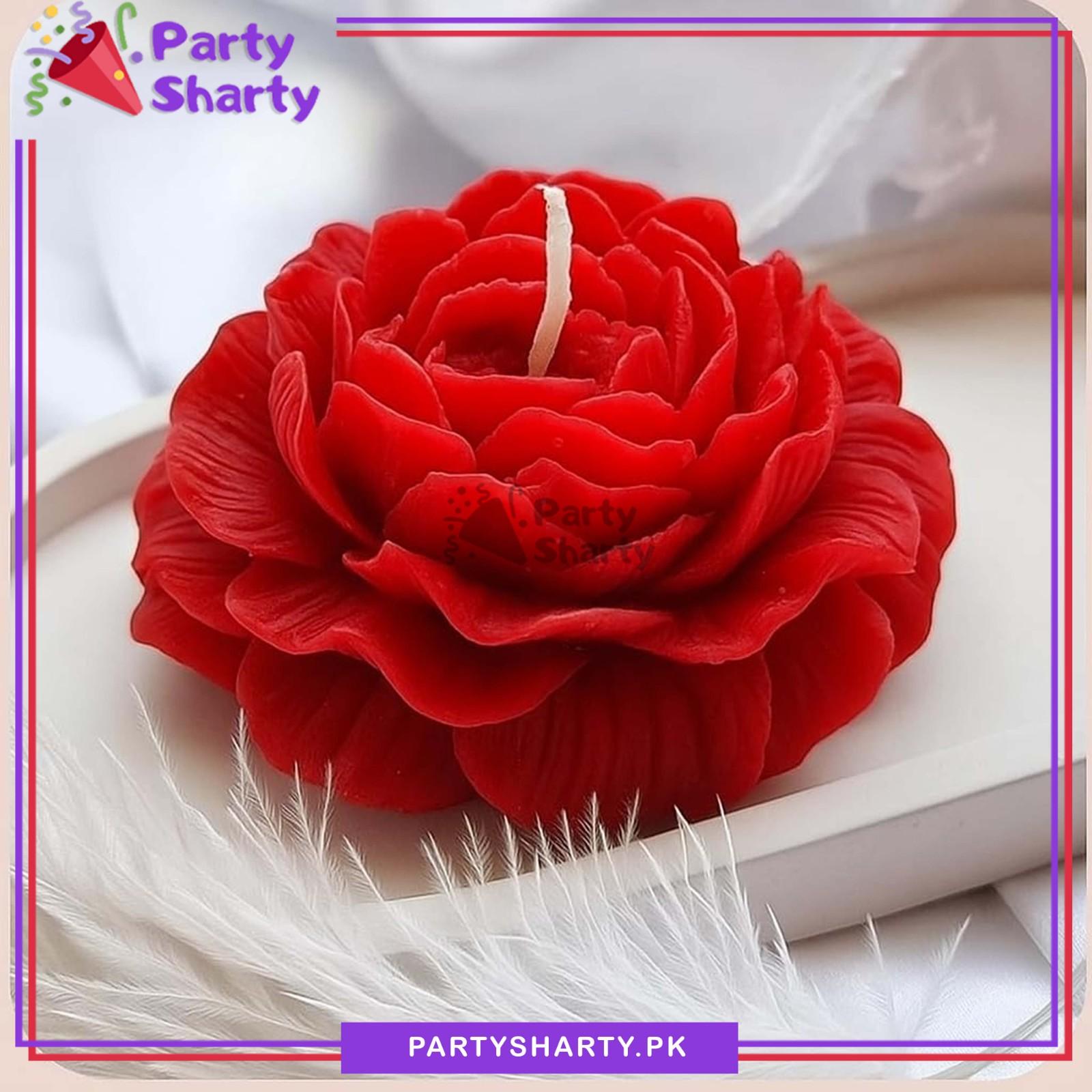 Red Peony Flower Shape Scented Candle For Room Decoration