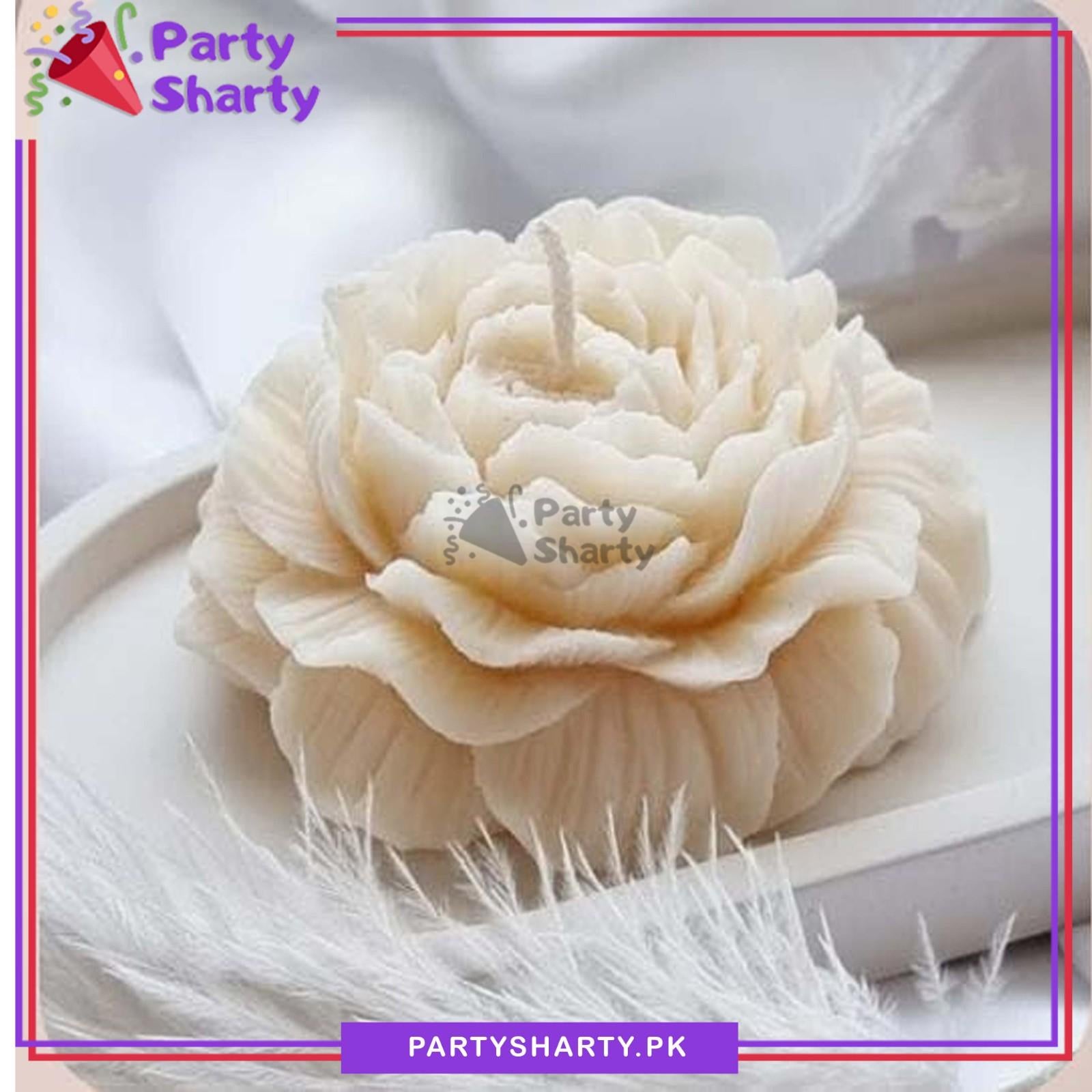 White Peony Flower Shape Scented Candle For Room Decoration