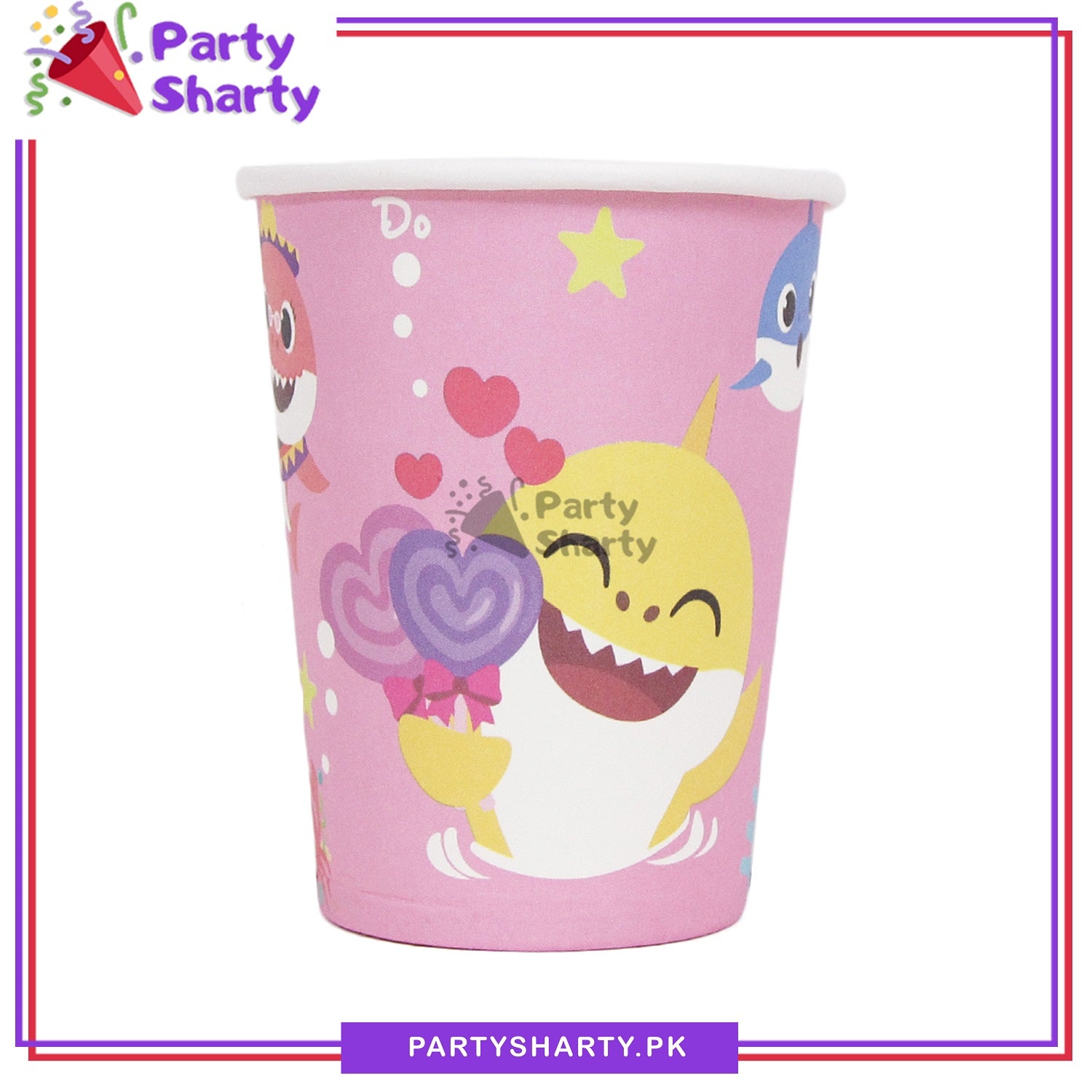 Pink Baby Shark Theme Birthday Party Cups For Party Supplies and Decorations