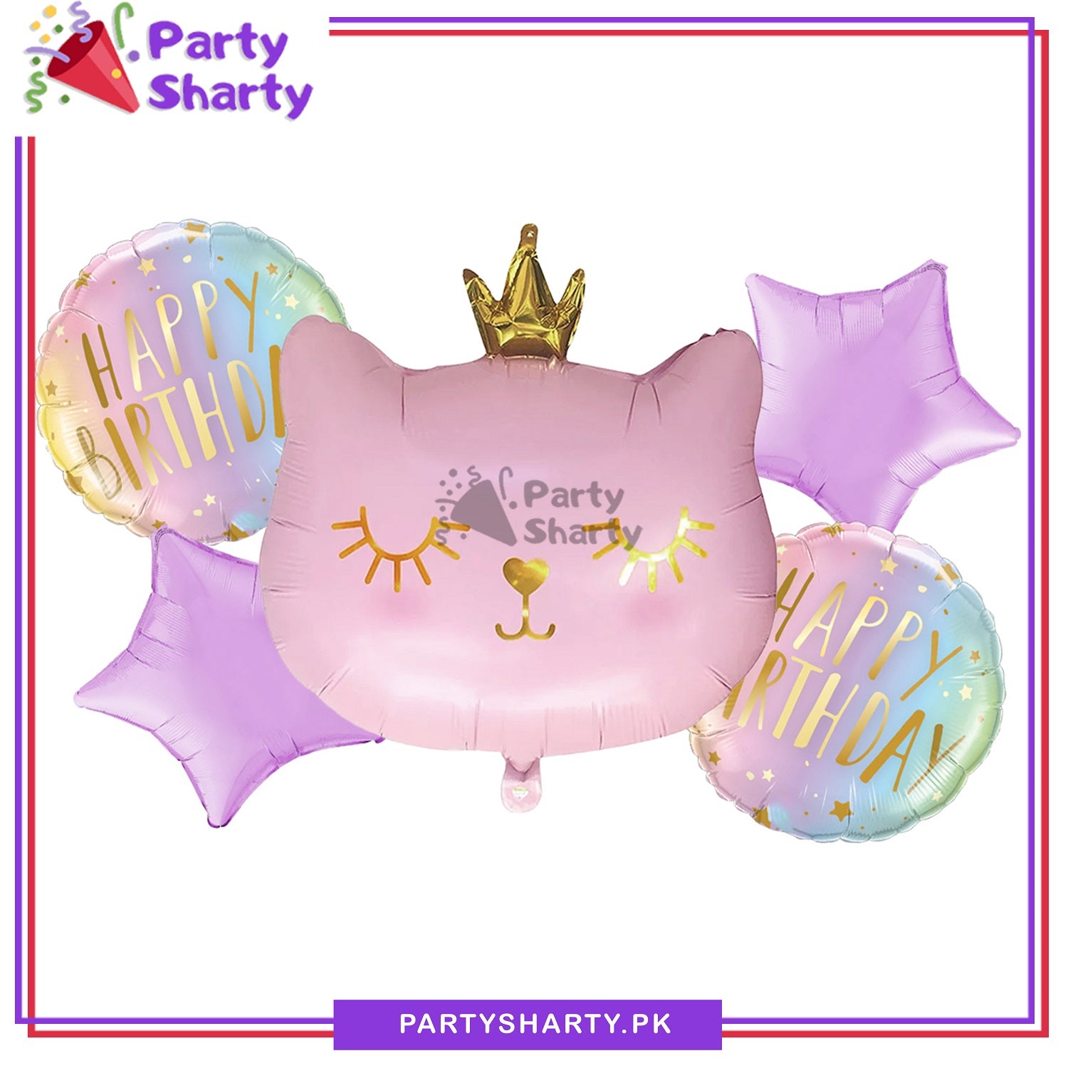 5pcs/set Pink Cat Foil Balloons For Theme Party Decoration and Celebration