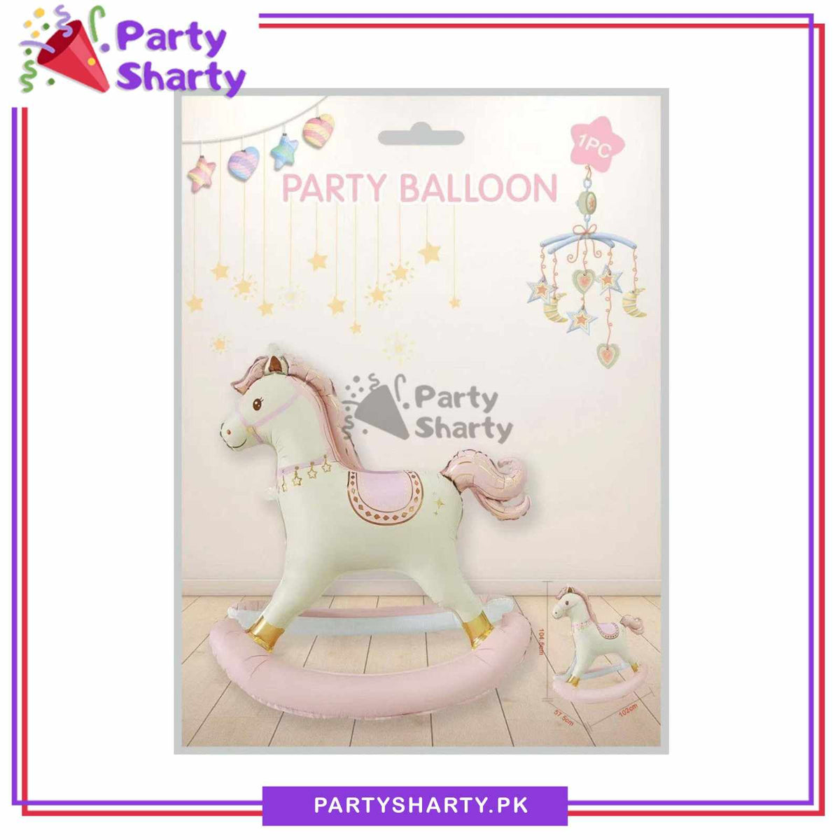 Pink Rocking Horse Standing Foil Balloon For Welcome Baby Theme Party Decoration