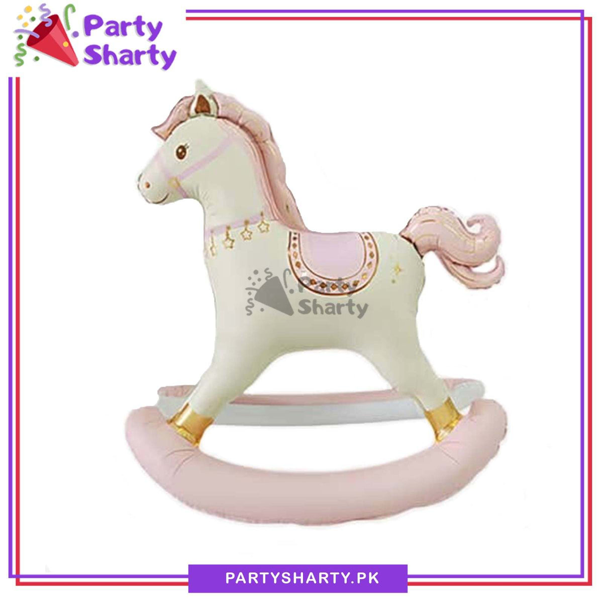 Pink Rocking Horse Standing Foil Balloon For Welcome Baby Theme Party Decoration
