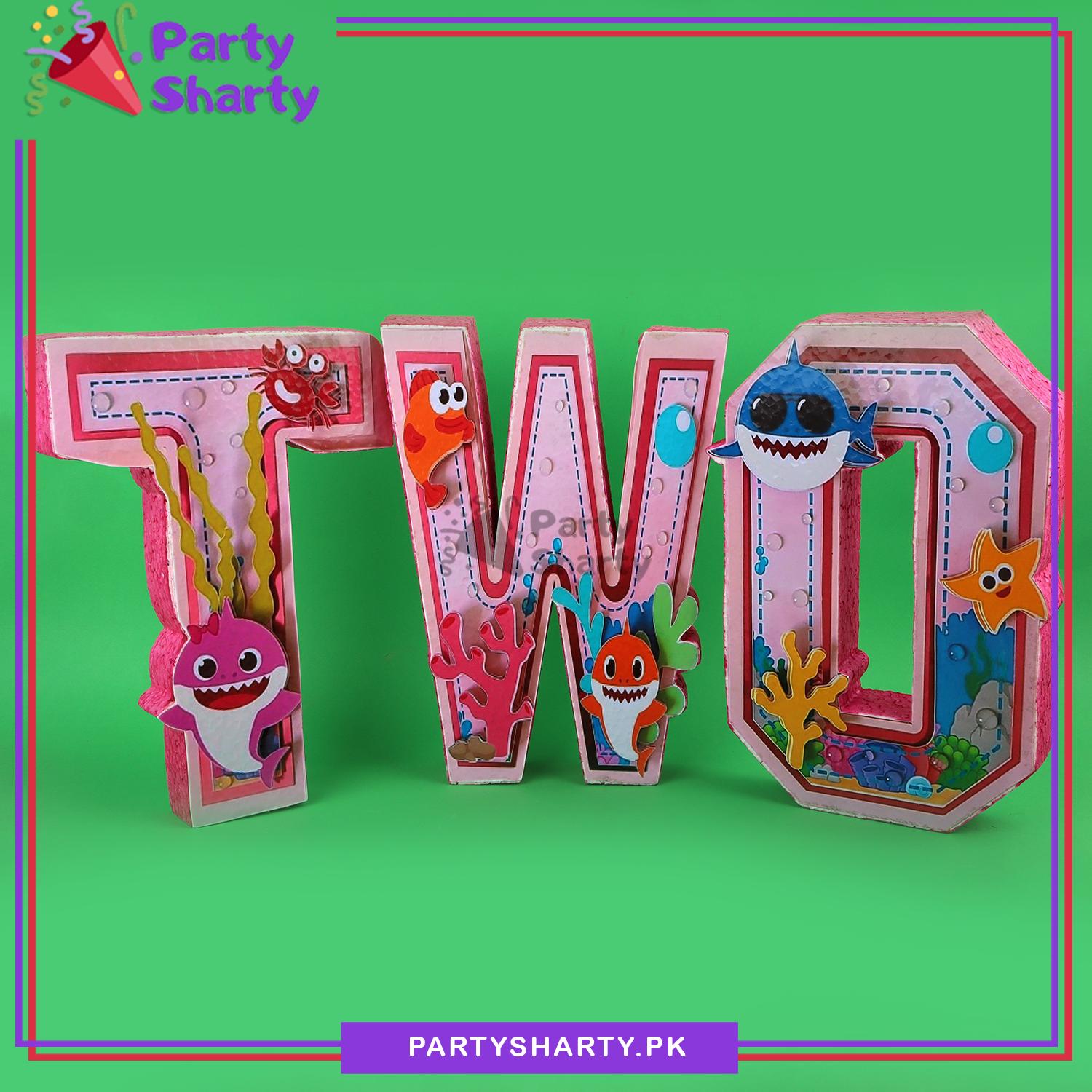 Pink TWO Thermocol Standee For Baby Shark Theme Based Second Birthday Celebration and Party Decoration
