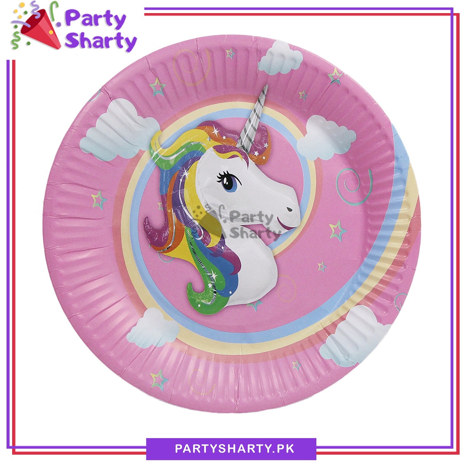 Pink Unicorn Theme Party Disposable Paper Plates for Theme Party Celebration and Decoration