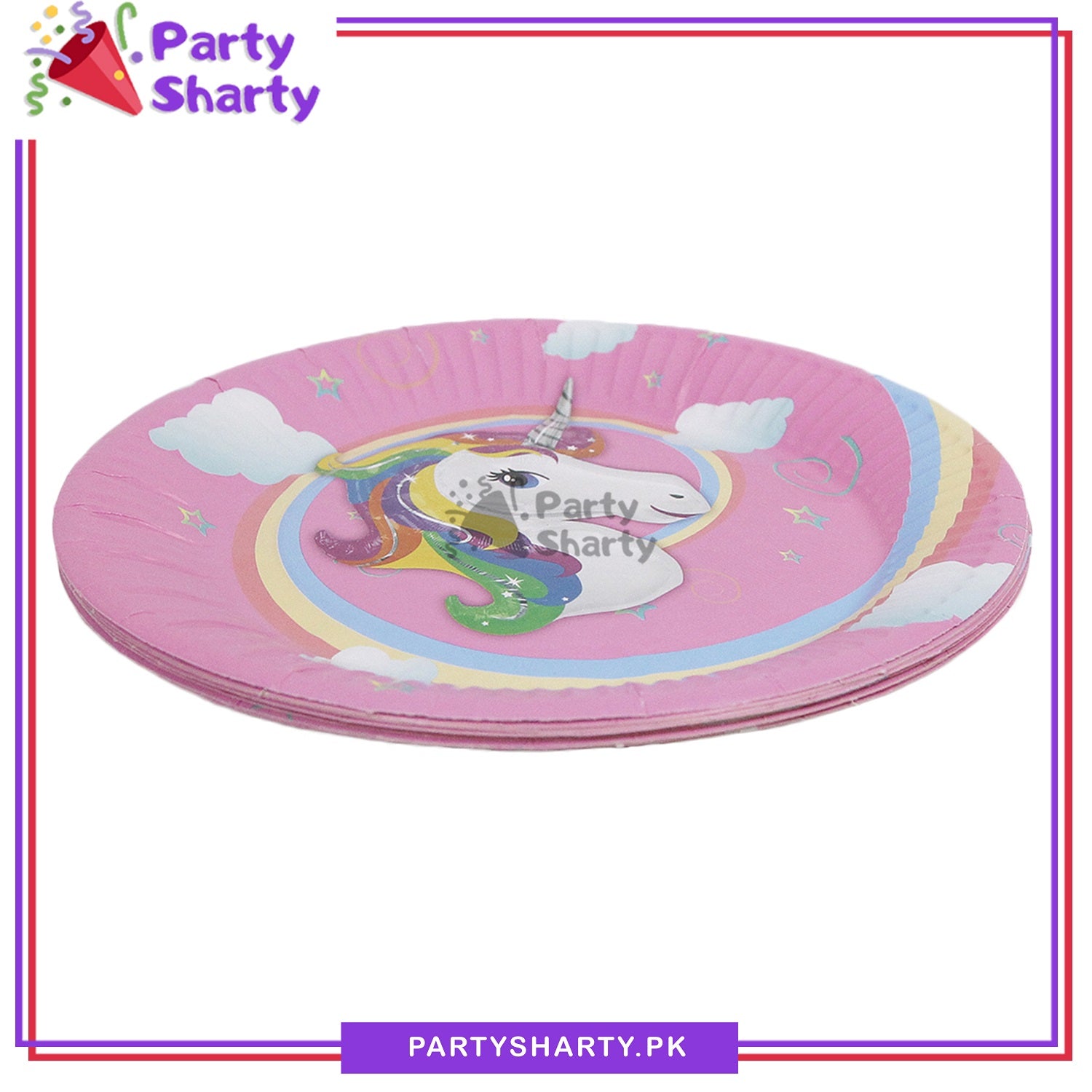 Pink Unicorn Theme Party Disposable Paper Plates for Theme Party Celebration and Decoration