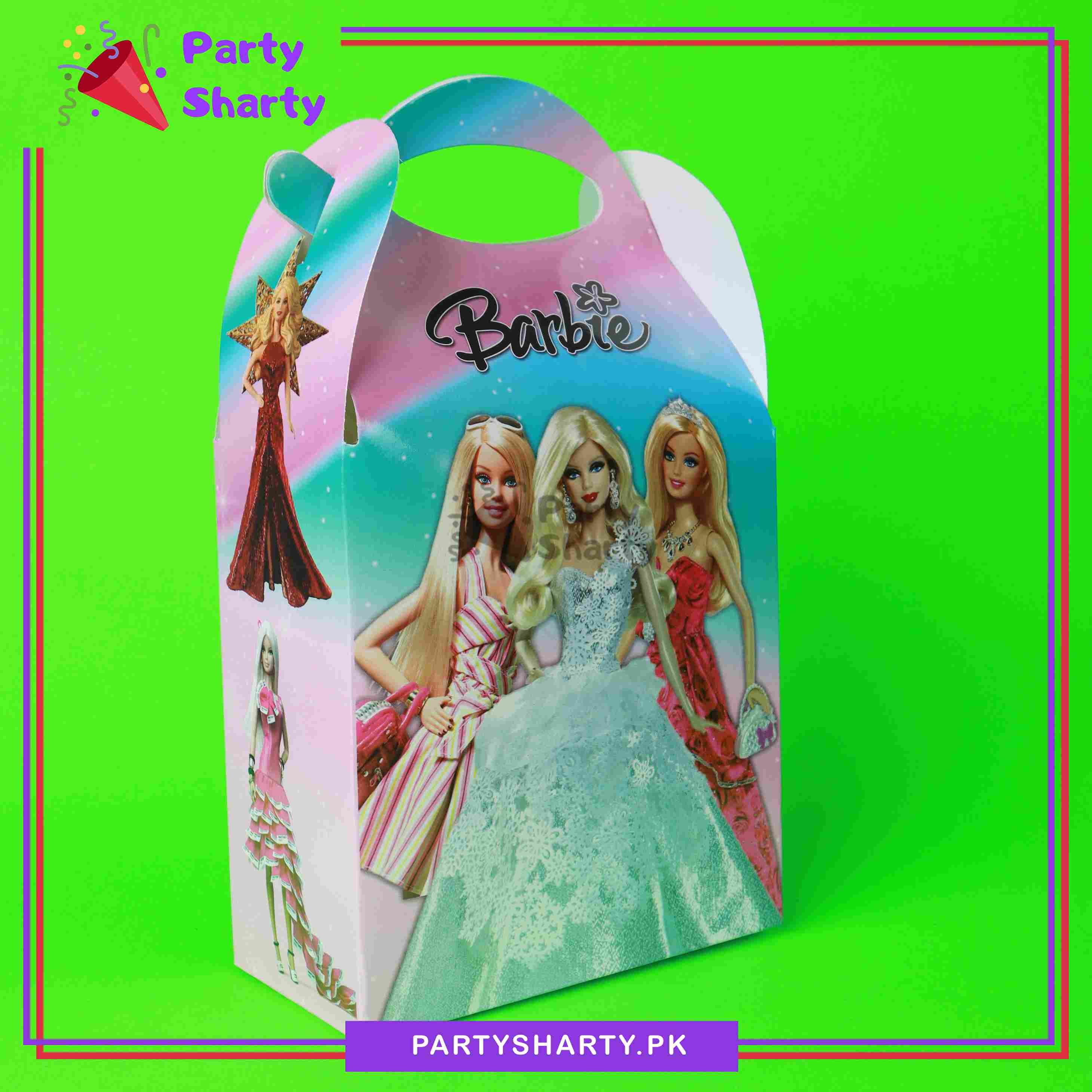Pink & Blue Barbie Theme Goody Boxes Pack of 6 For Barbie Theme Birthday Decoration and Celebration