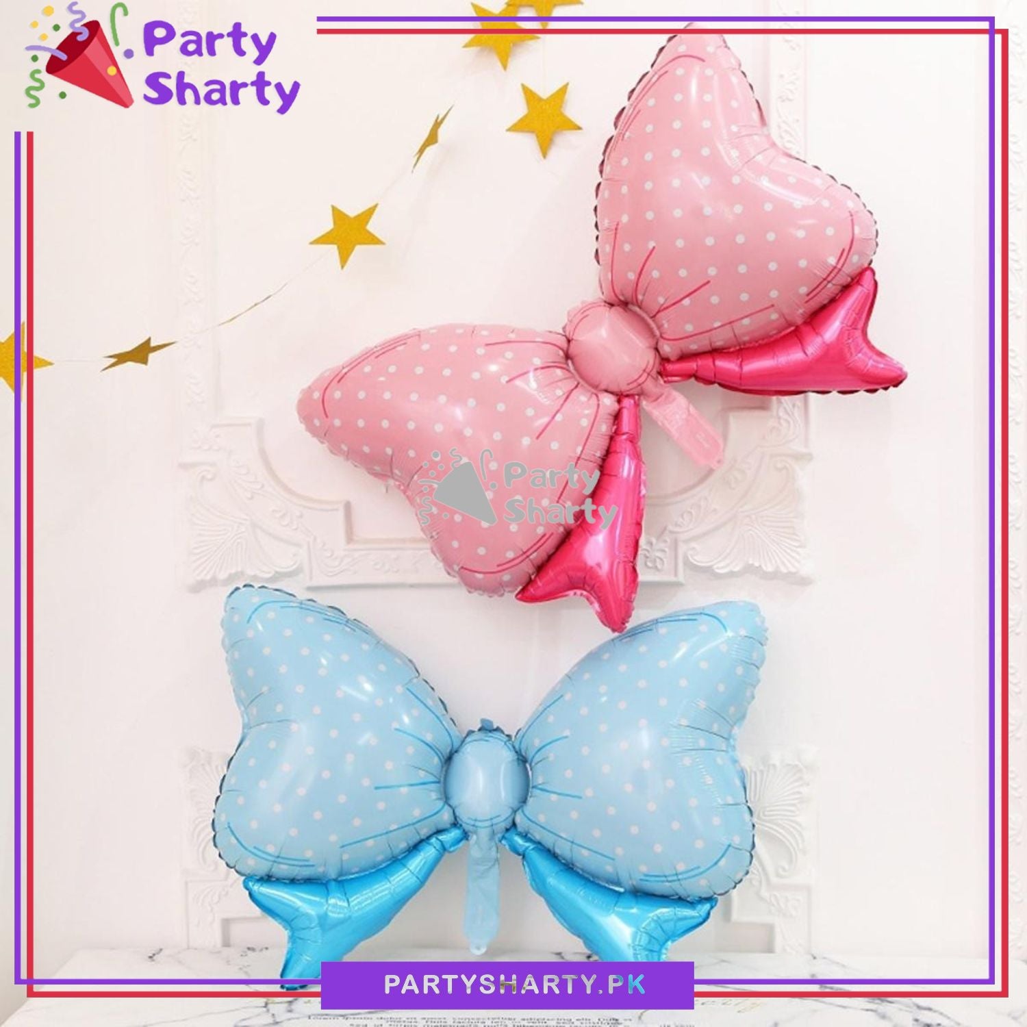 Pink Bow Shaped Foil Balloons For Birthday, Welcome Baby Party Decoration and Celebration