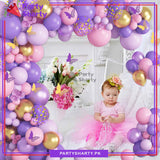 100pcs Pink & Purple Butterfly Theme Balloon Garland For Birthday Decoration and Party Celebrations