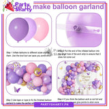 100pcs Pink & Purple Butterfly Theme Balloon Garland For Birthday Decoration and Party Celebrations