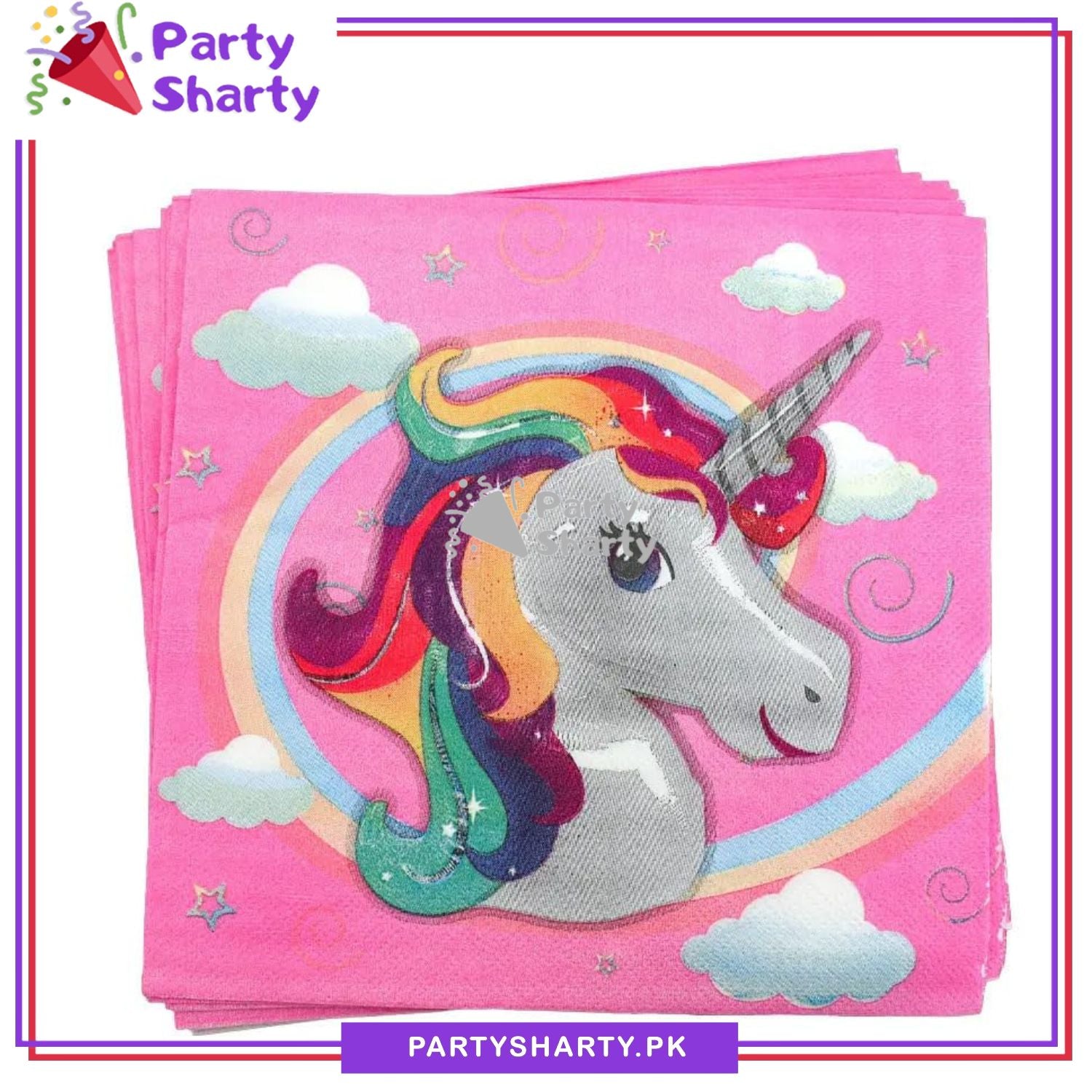 Pink Unicorn Paper Napkins For Unicorn Birthday Theme Party and Decoration