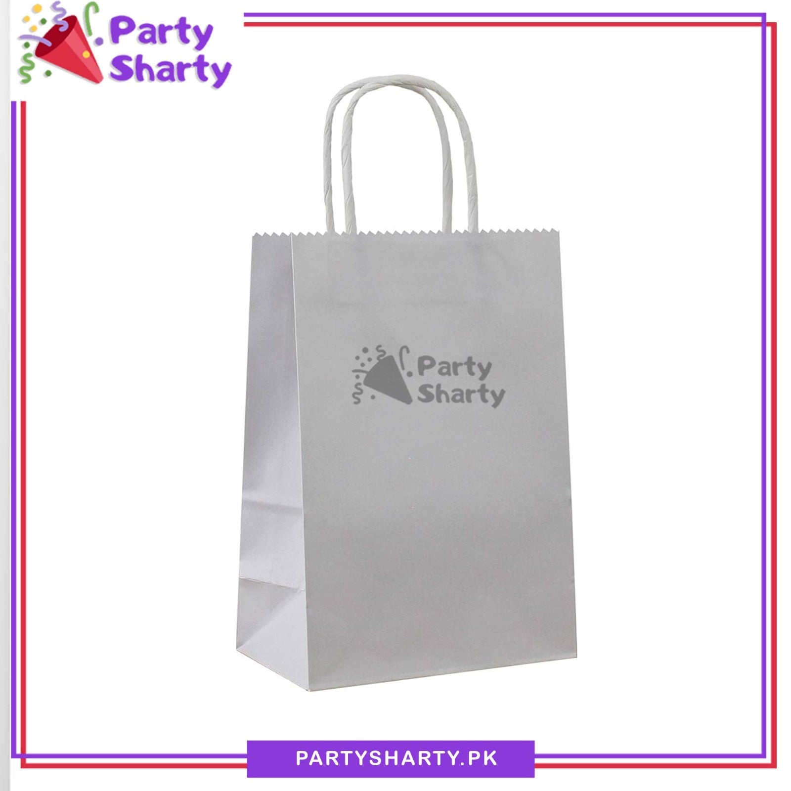 8*6 inches Plain Paper Goody Bags Pack Of 6 For Party Event Giveaways