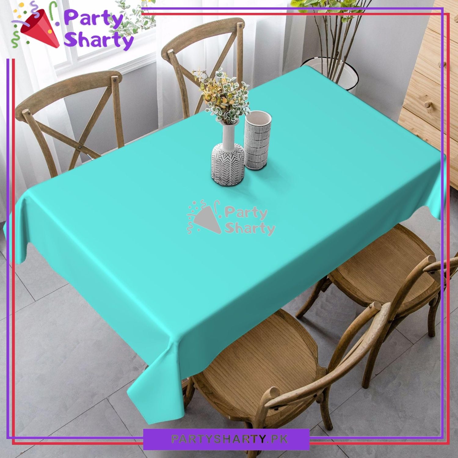 Plain Color Plastic Table Cover (137 x 183 cm) For Party Decoration and Celebration