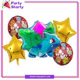 Pokemon Theme Foil Balloon Set - 5 Pieces For Birthday Party Decoration and Celebration