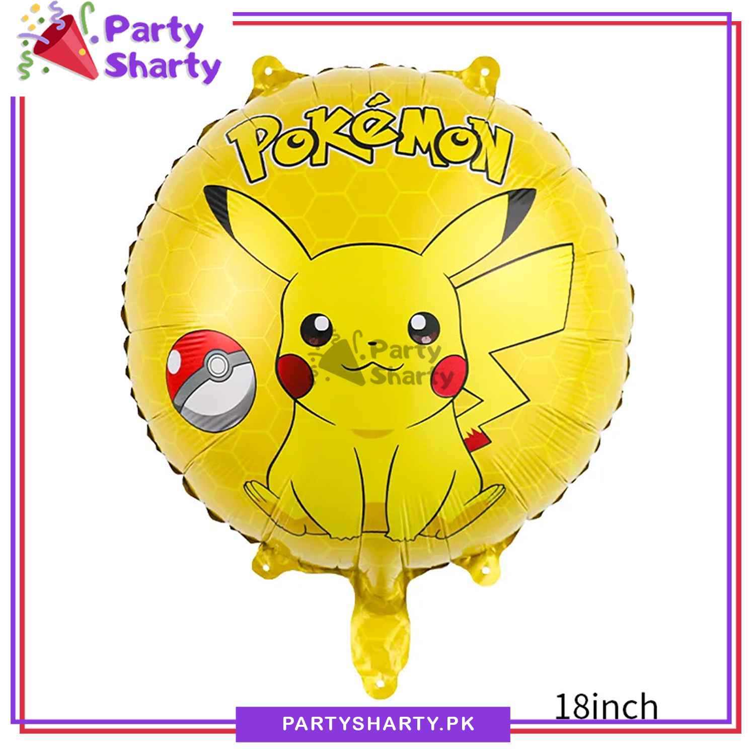 Pokémon Pikachu Printed Round Shaped Foil Balloon For Birthday Party Decoration and Celebration